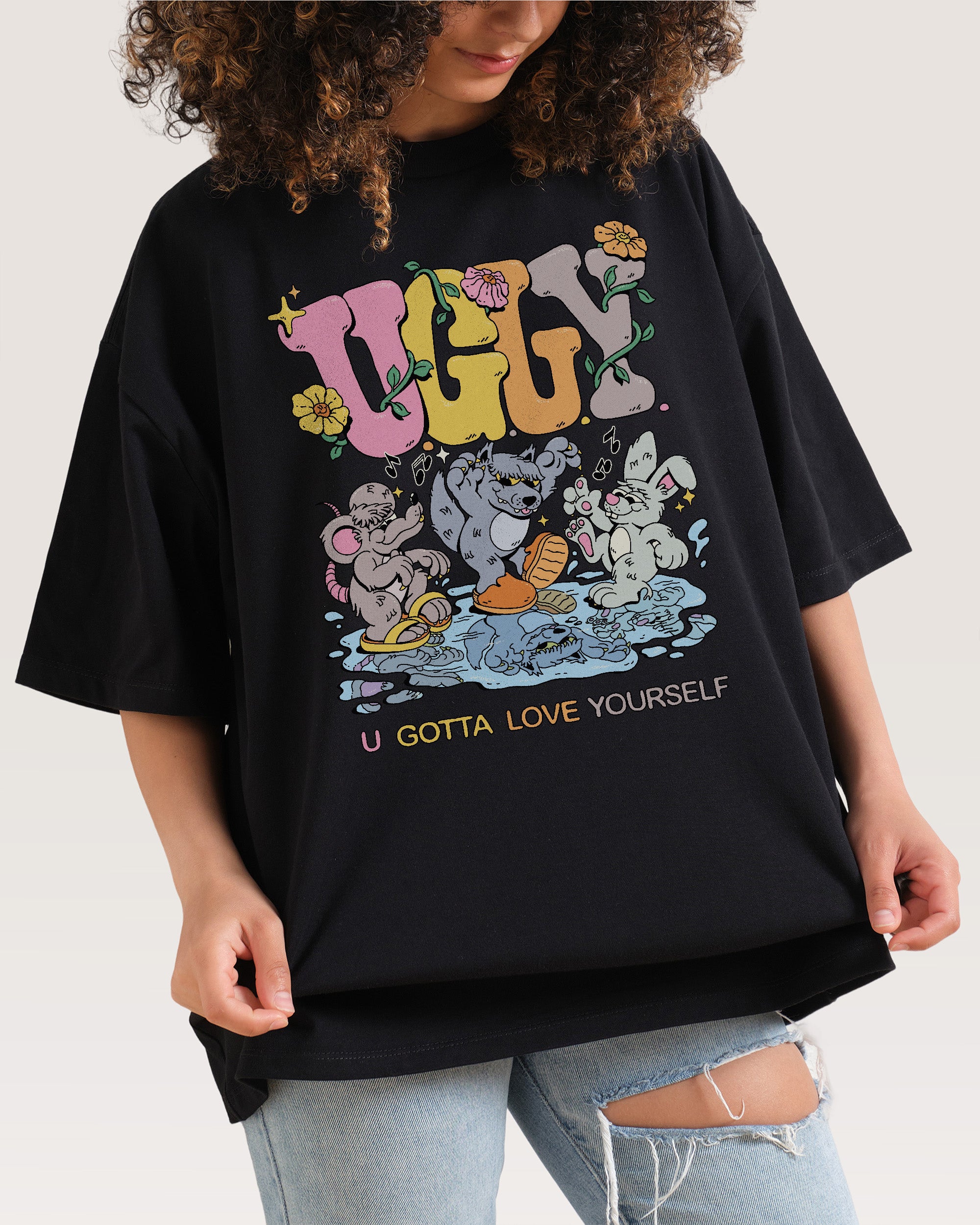 You Gotta Love Yourself Black Oversized Tee