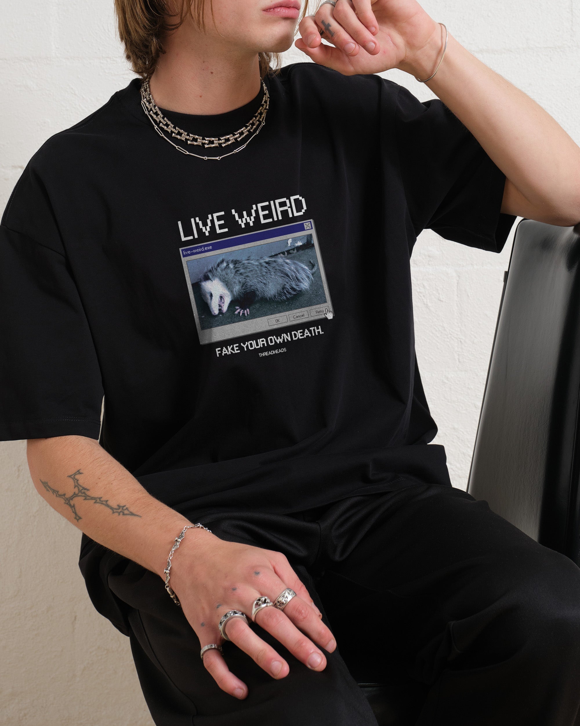 Live Weird, Fake Your Own Death Oversized Tee Australia Online Black