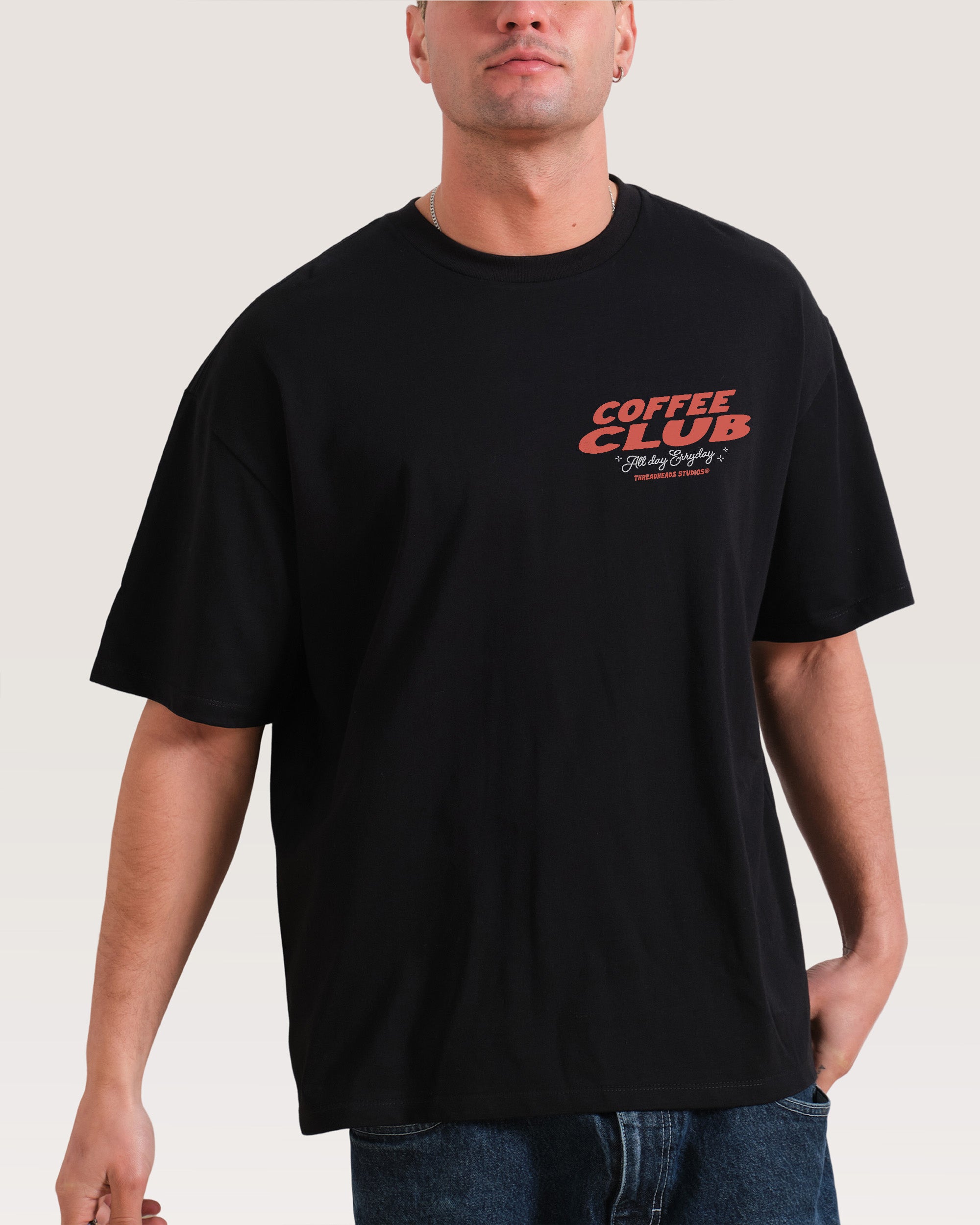 Coffee Club Black Oversized Tee