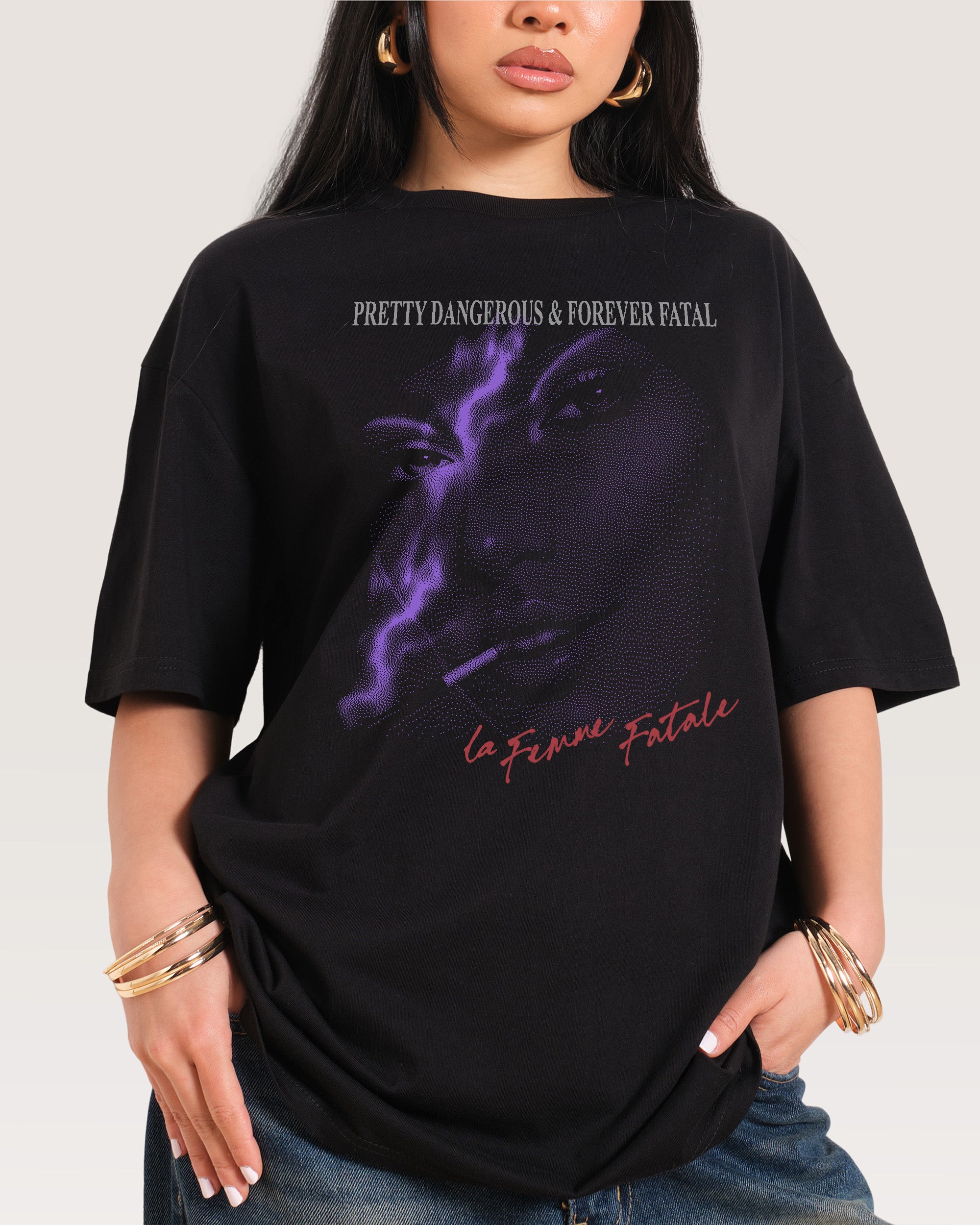 La Femme Fatale Black Oversized Tee