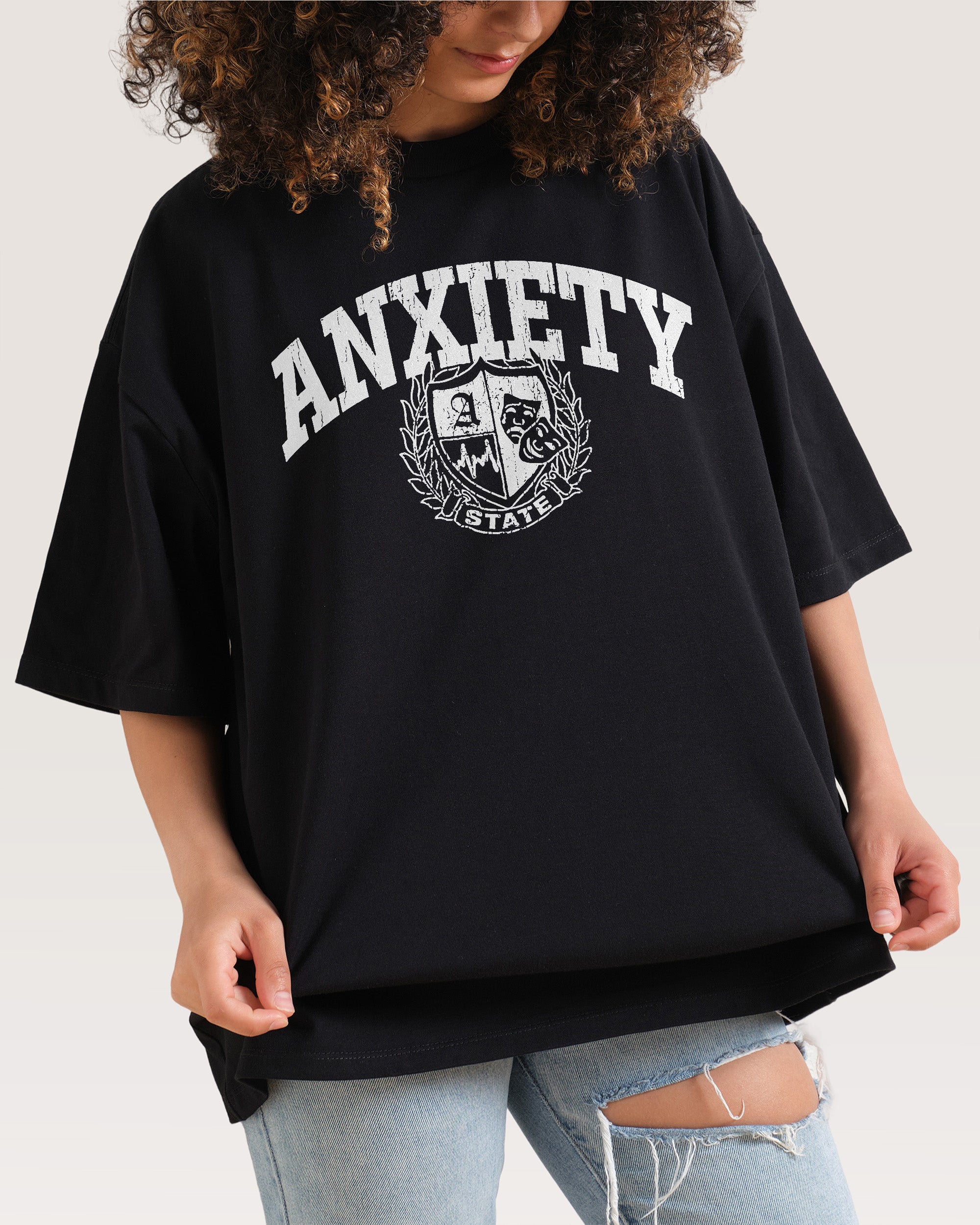 Anxiety State Black Oversized Tee