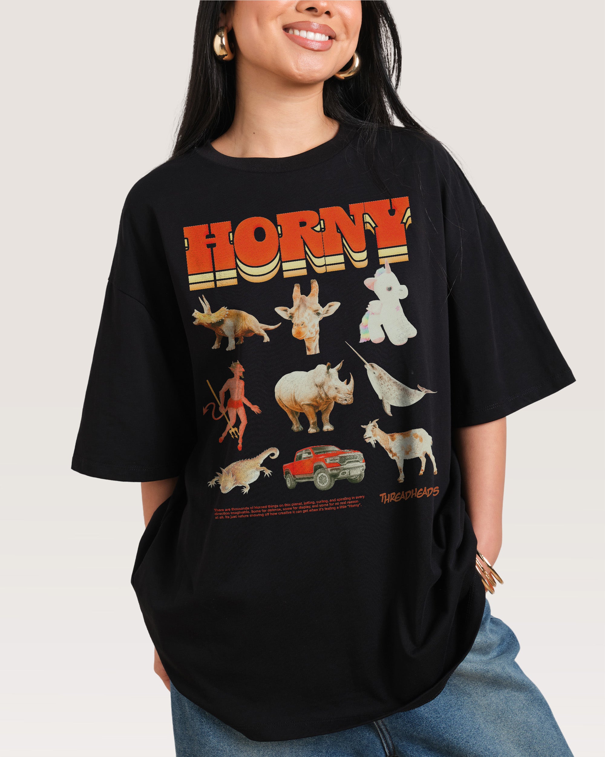 Horny Things Black Oversized Tee