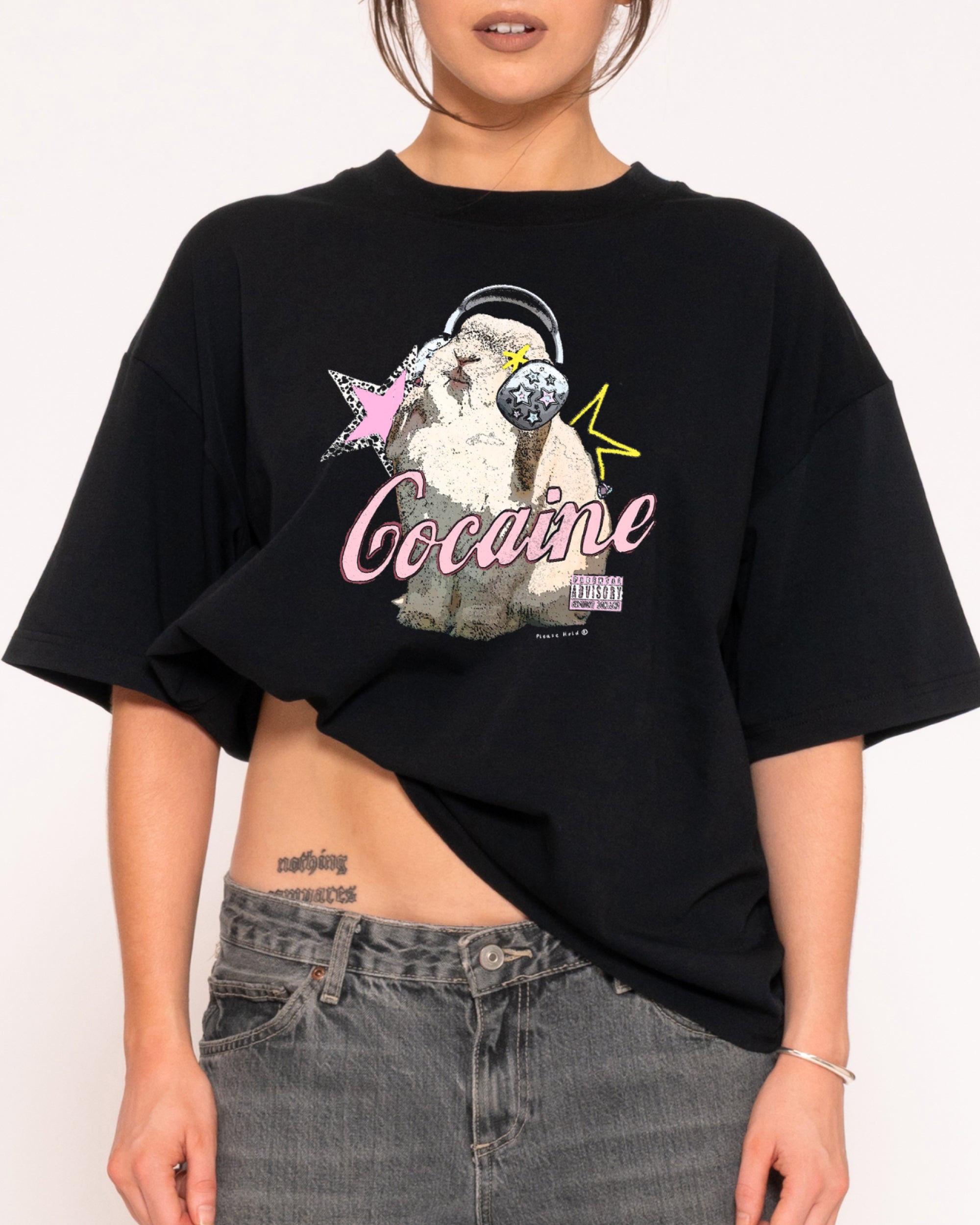 Euphoria Bunny Black Boxy Crop Tee