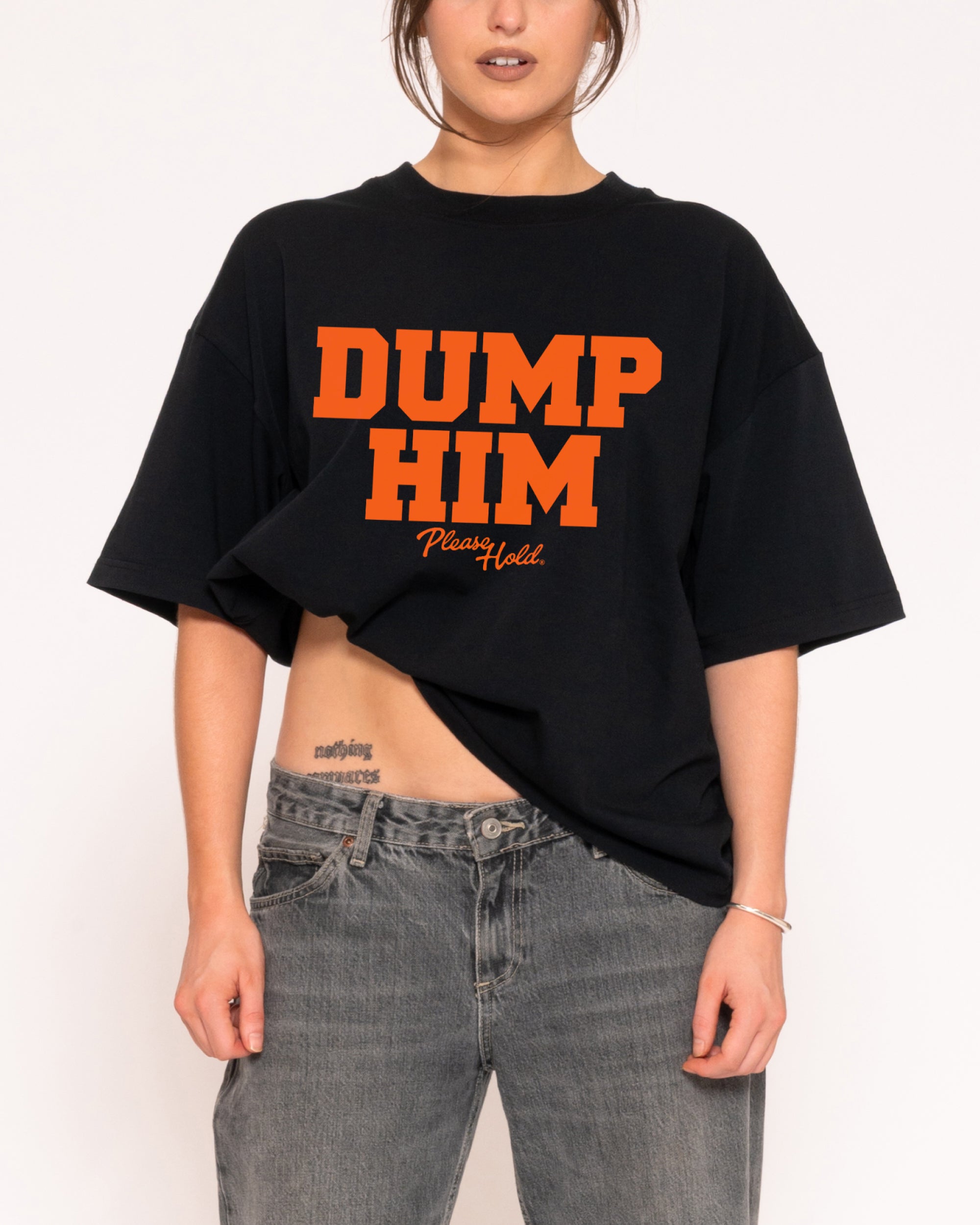 Dump Him Black Boxy Crop Tee