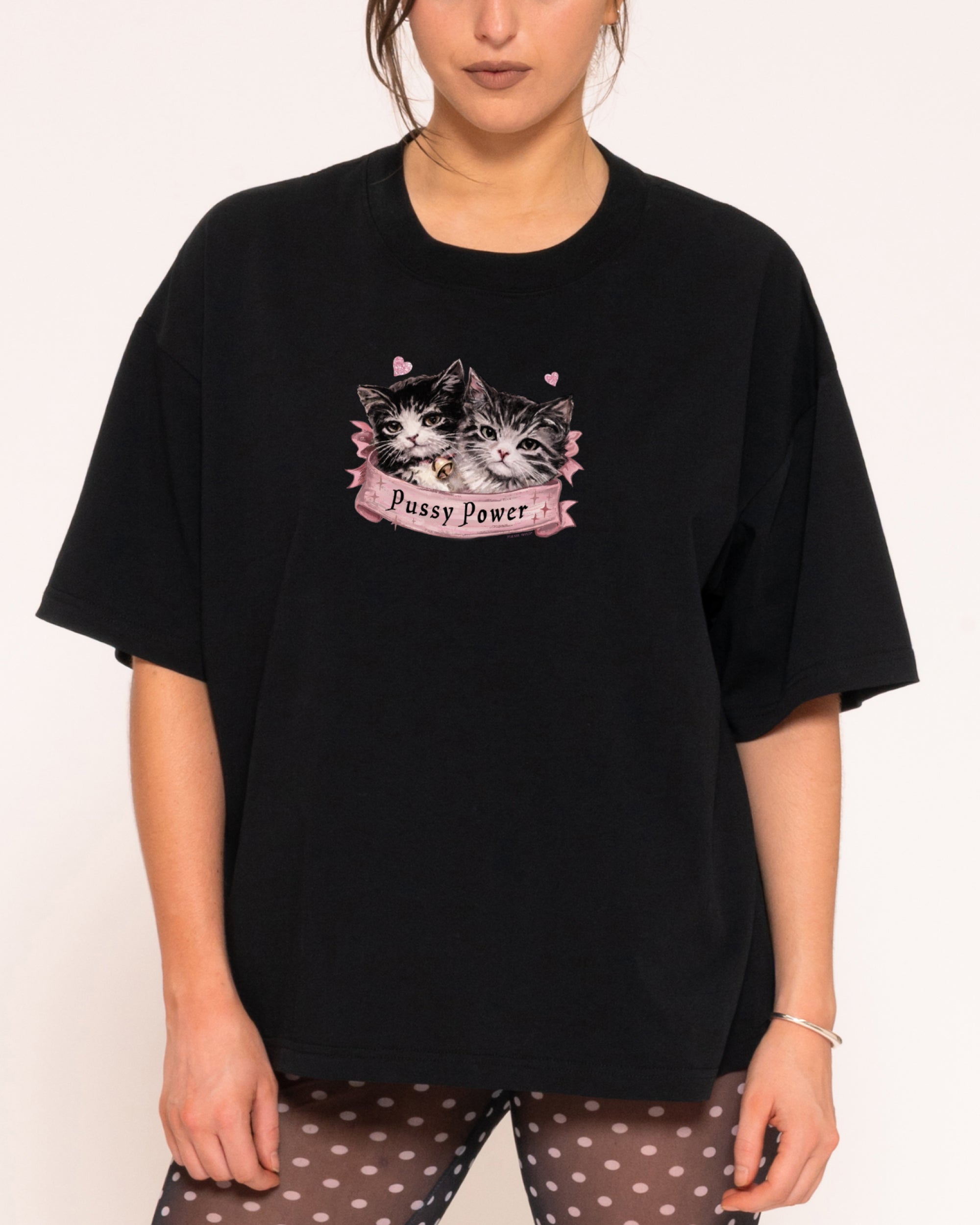 Pussy Power Black Boxy Crop Tee