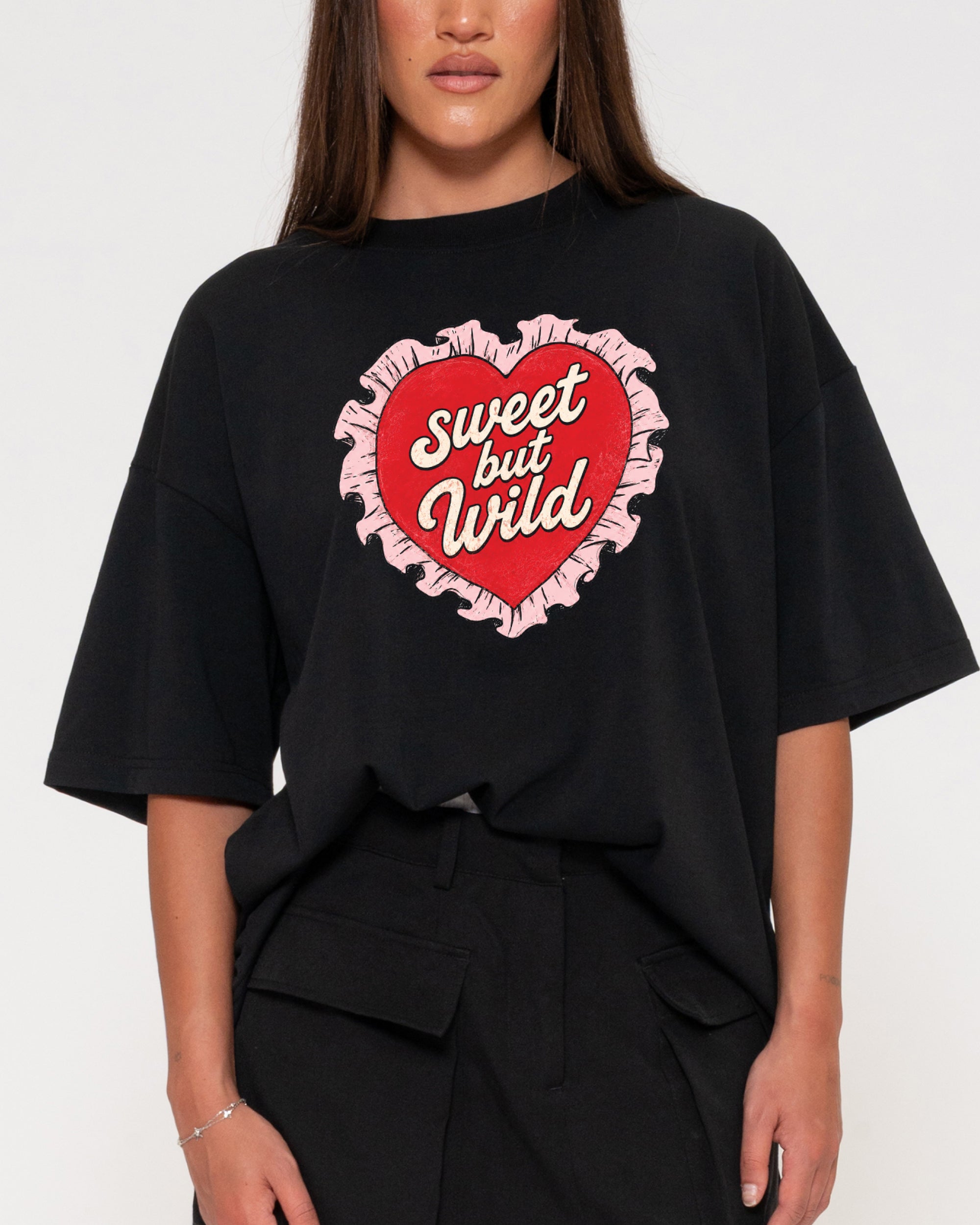 Sweet But Wild Black Boxy Crop Tee
