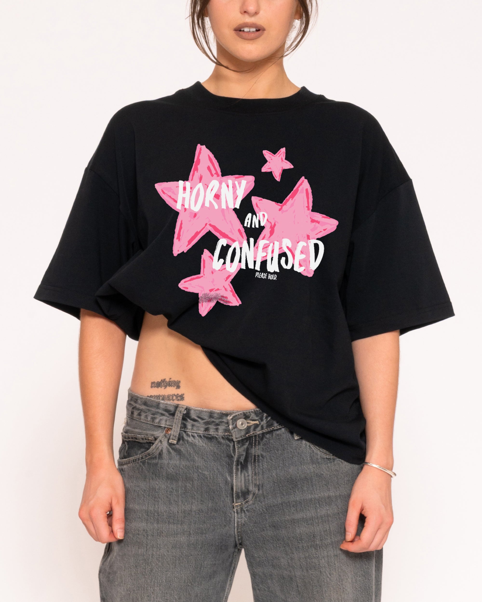 Horny & Confused Boxy Crop Tee | Funny Graphic Boxy Crop Tee