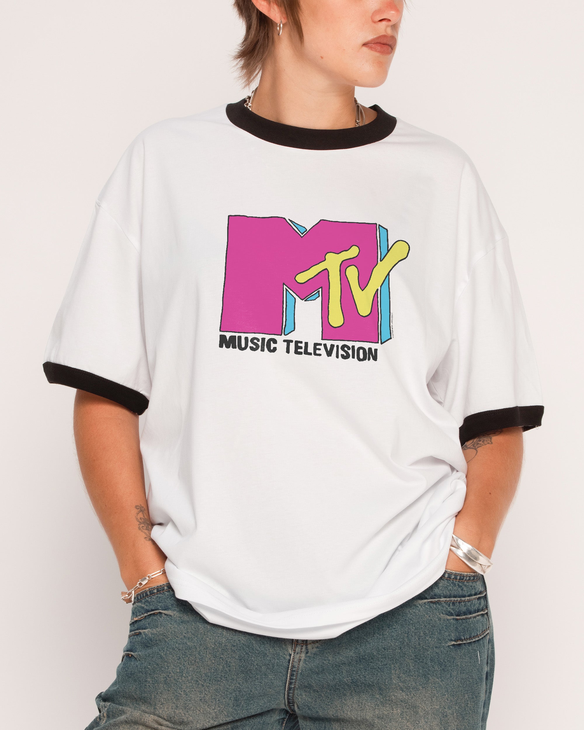 MTV Classic Logo Black Ringer T-Shirt