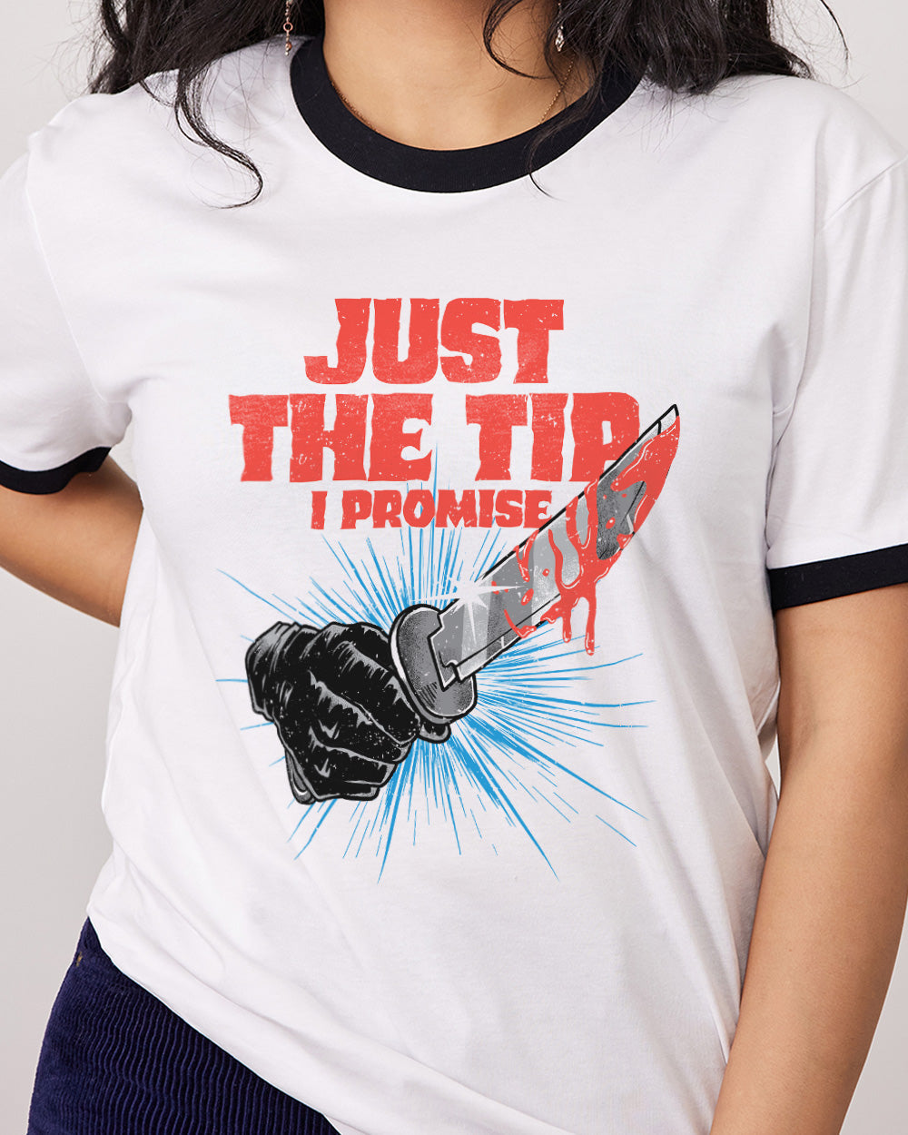 Just The Tip T-Shirt Australia Online Black Ringer