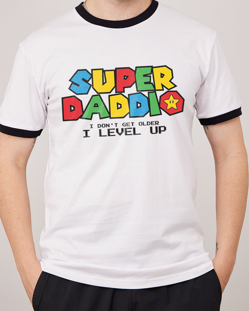 Super Daddio T-Shirt Australia Online #colour_black ringer