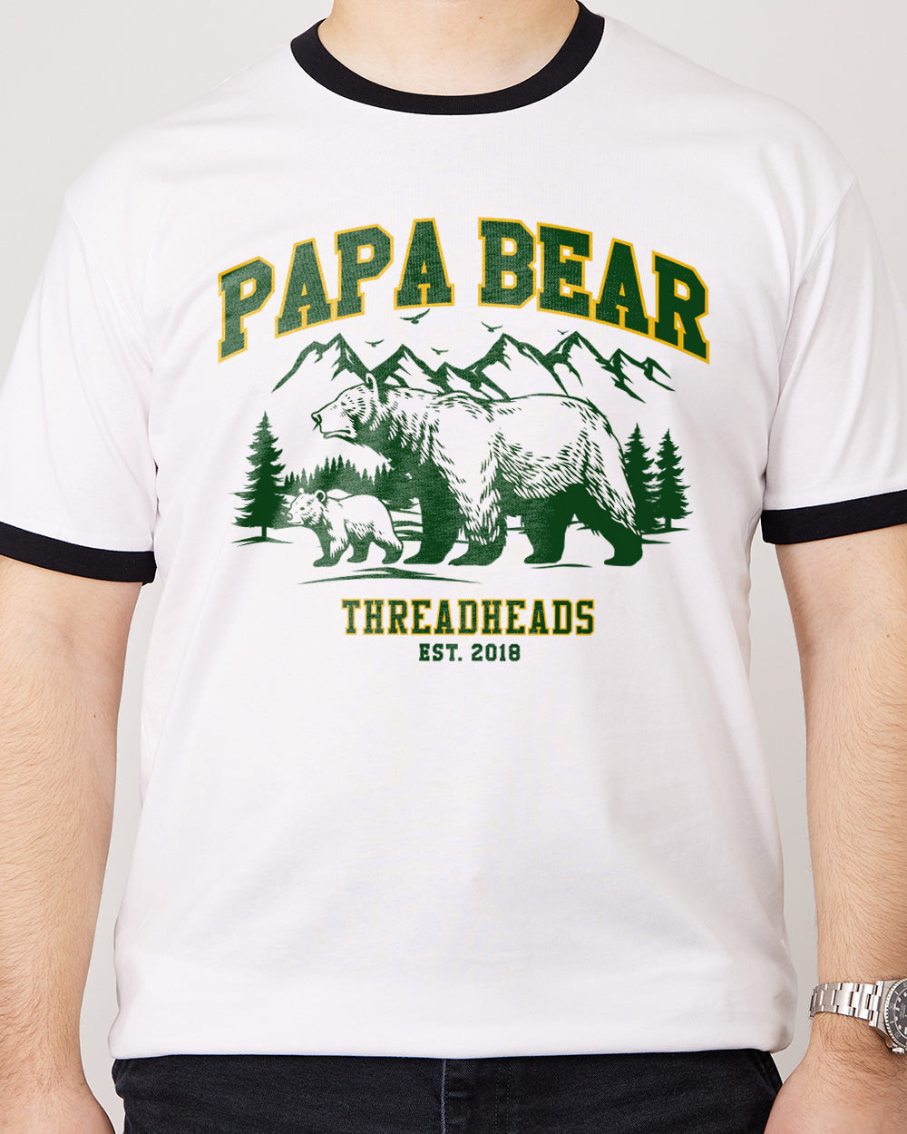 Papa Bear T-Shirt Australia Online #colour_black ringer