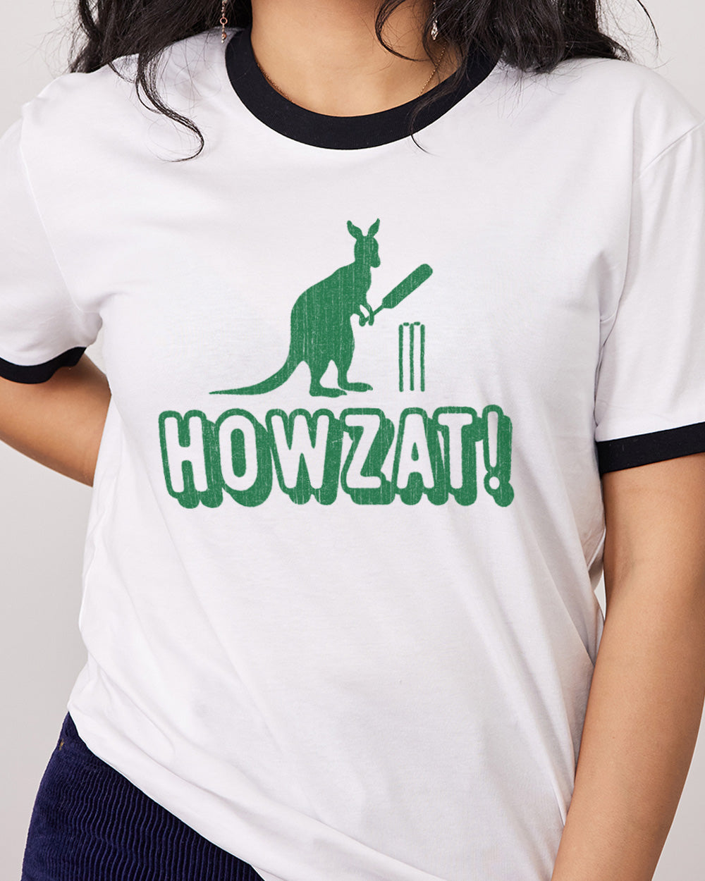 Howzat T-Shirt Australia Online #colour_black ringer