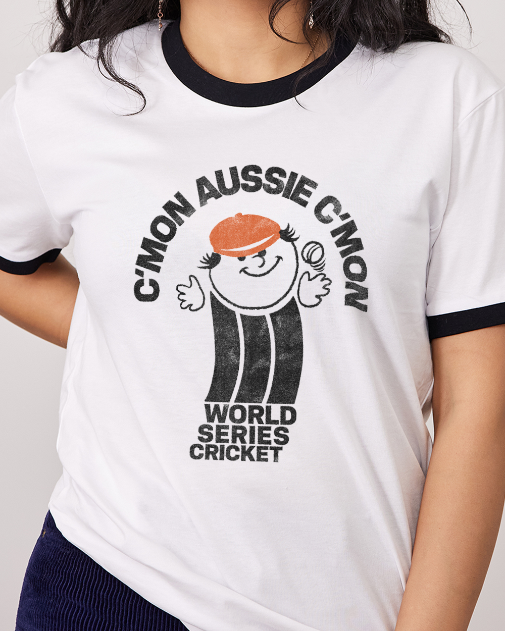 C'mon Aussie C'mon T-Shirt Australia Online #colour_black ringer