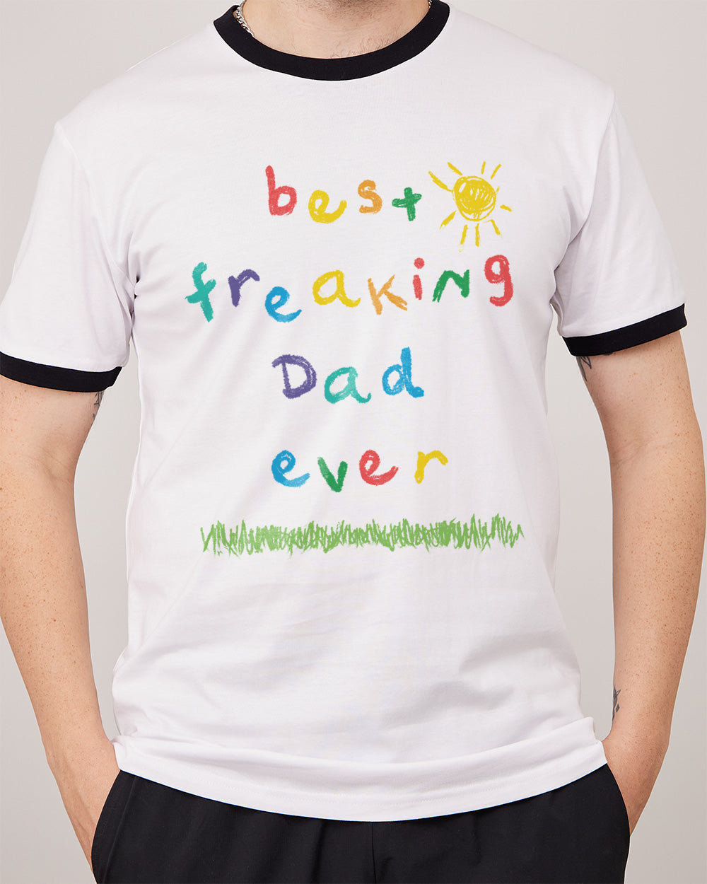 Best Freaking Dad Ever T-Shirt Australia Online #colour_black ringer