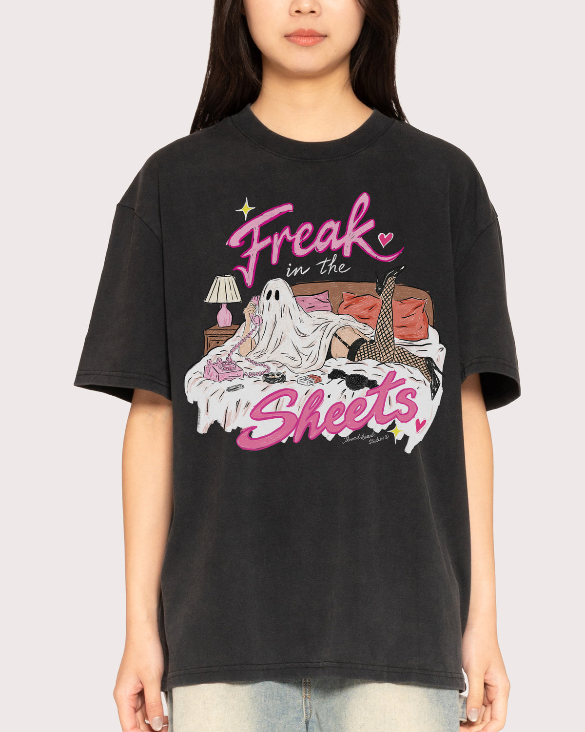 Freak in the Sheets Ghost Black Stone Oversized Tee