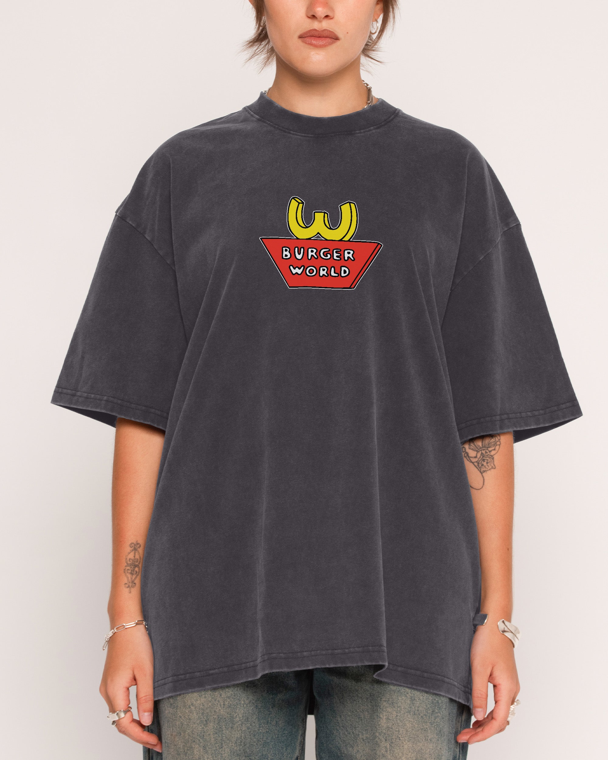 Burger World Black Wash Tee