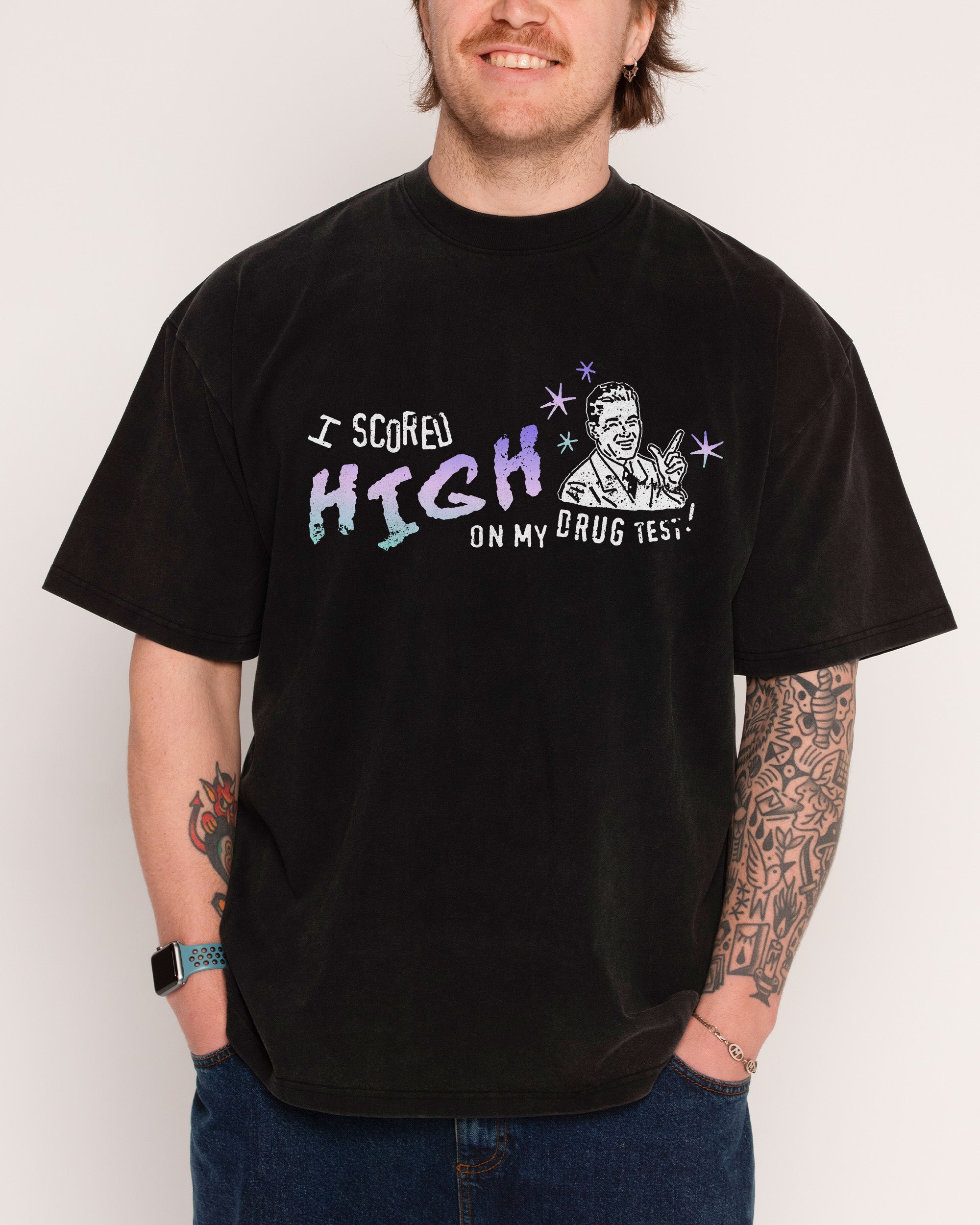 High Achiever Black Wash Tee