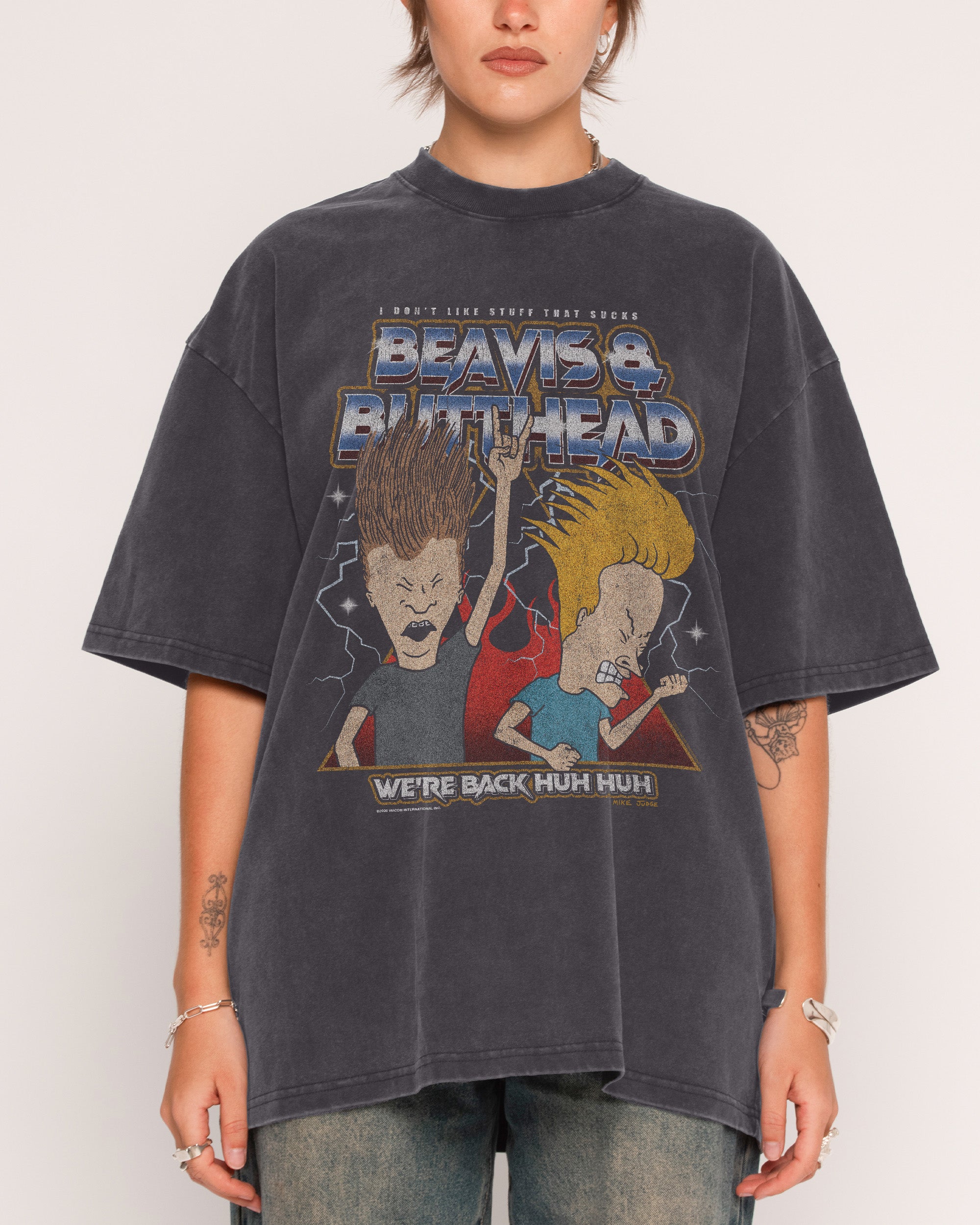 Heh Heh Metalheads Black Wash Tee