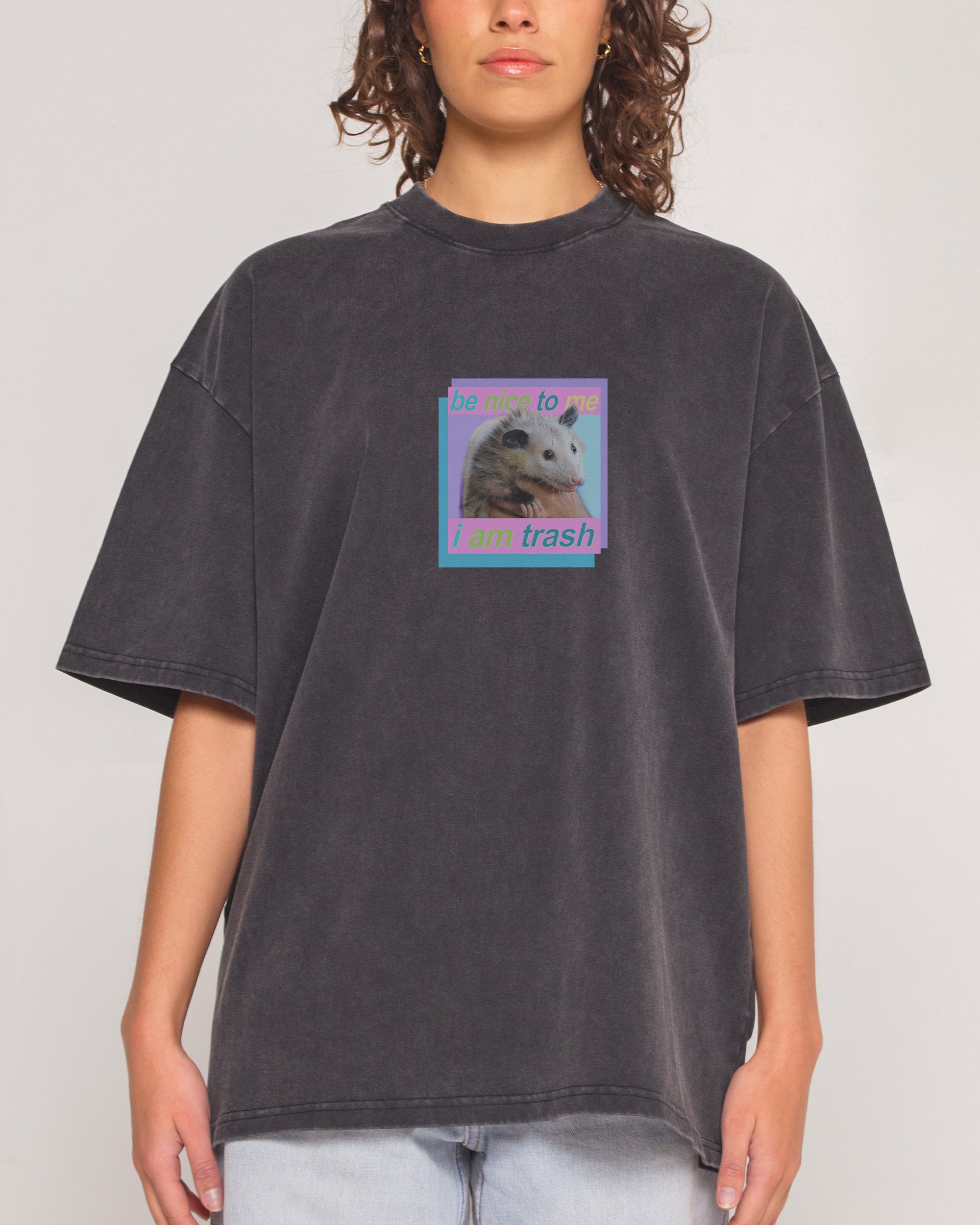 Be Nice to Me Black Wash Tee