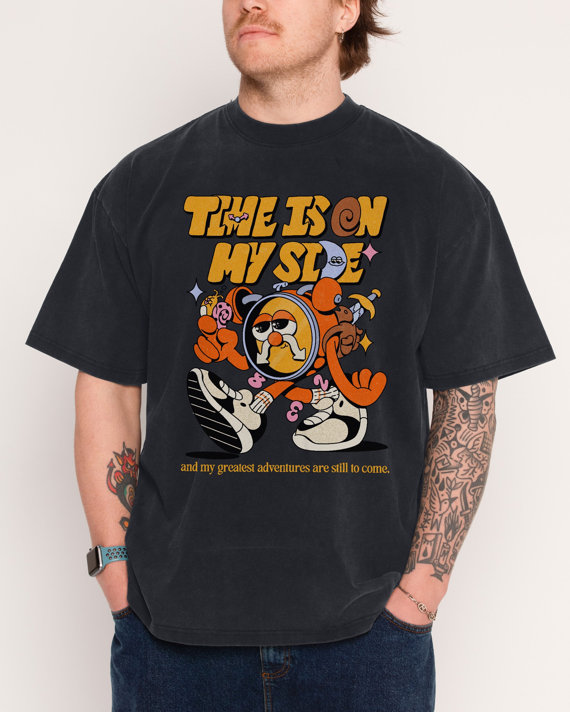 Time is on My Side Black Wash Tee