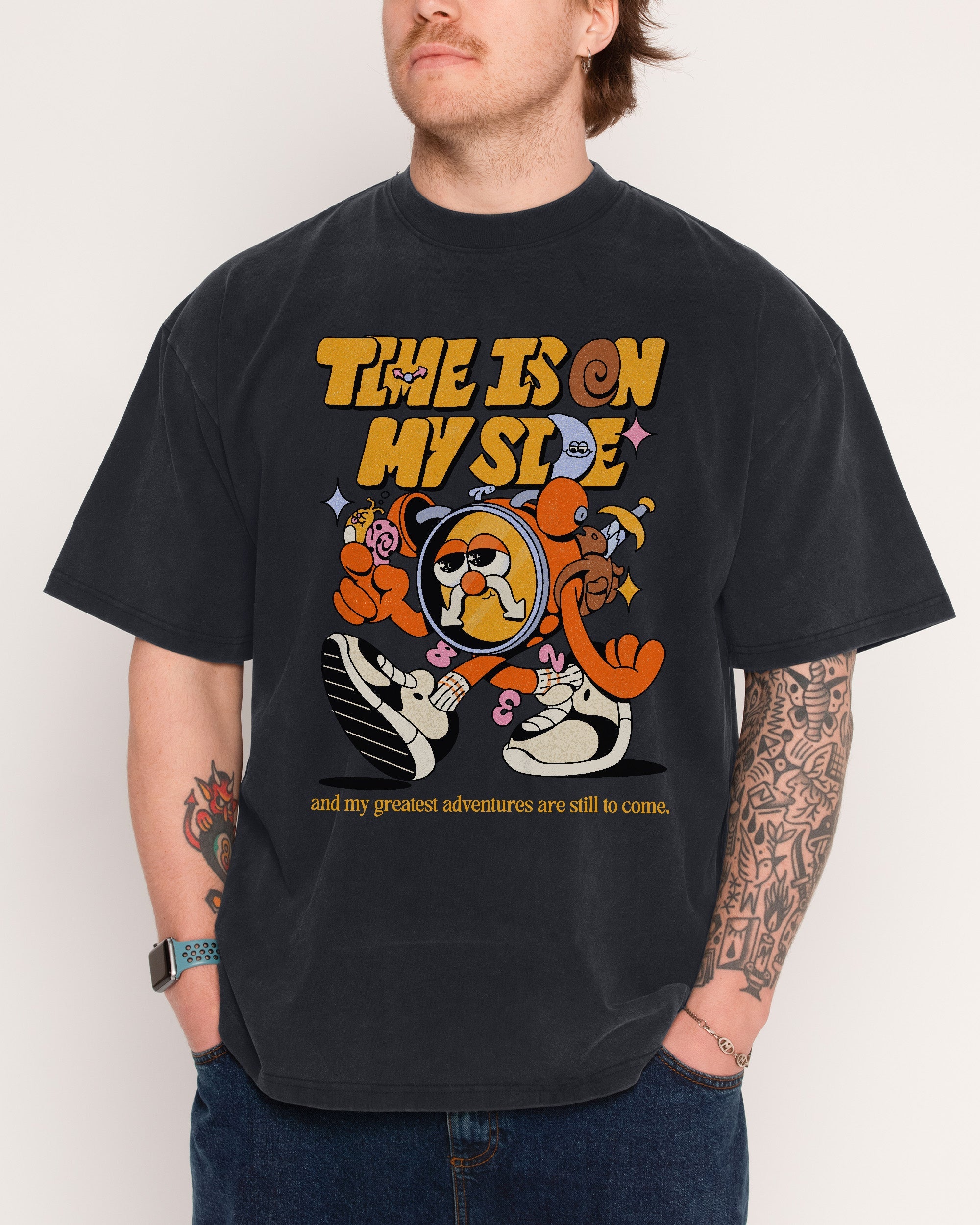 Time is on My Side Black Wash Tee