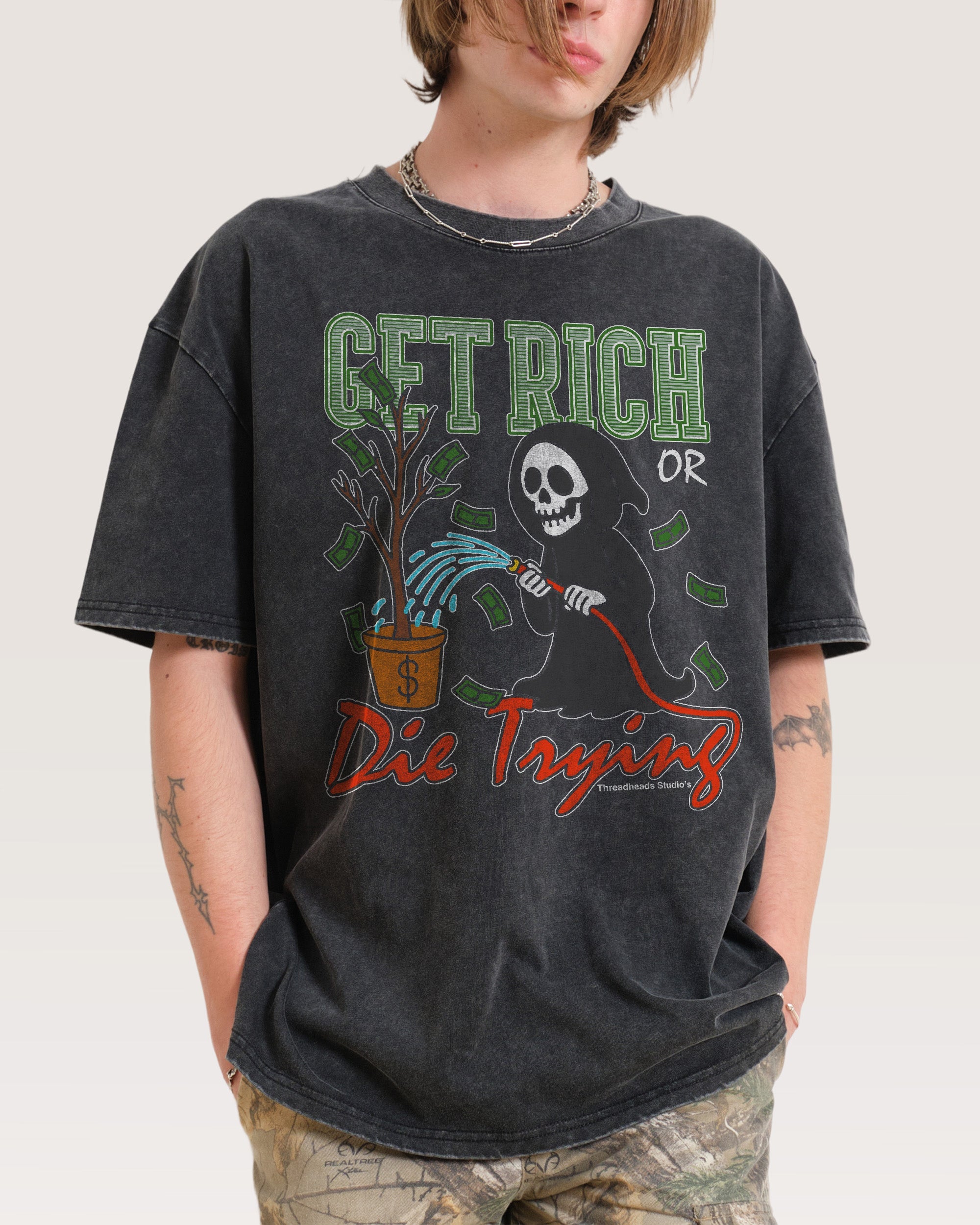 Get Rich or Die Trying Black Wash Tee