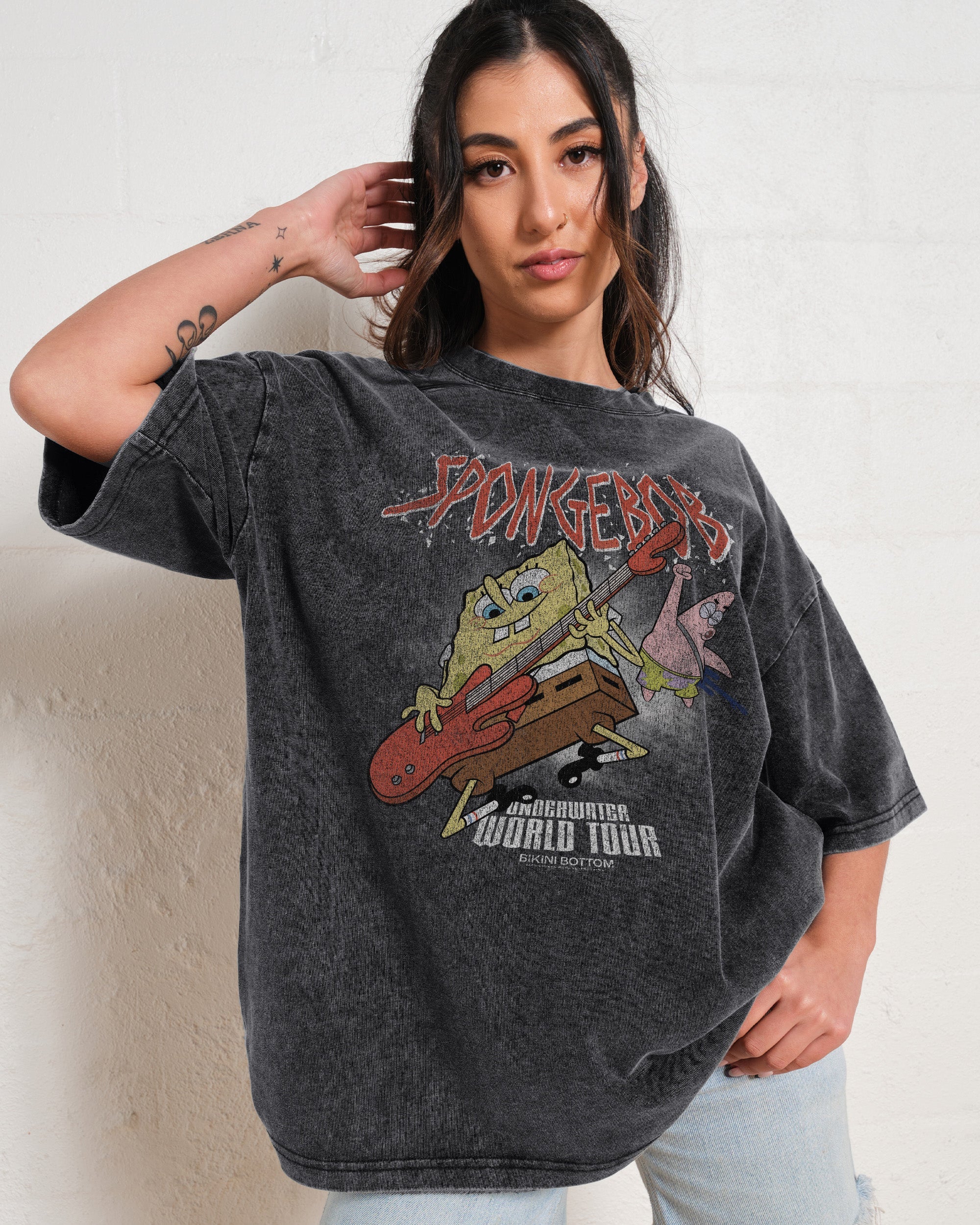 Spongebob’s World Tour Black Wash Tee