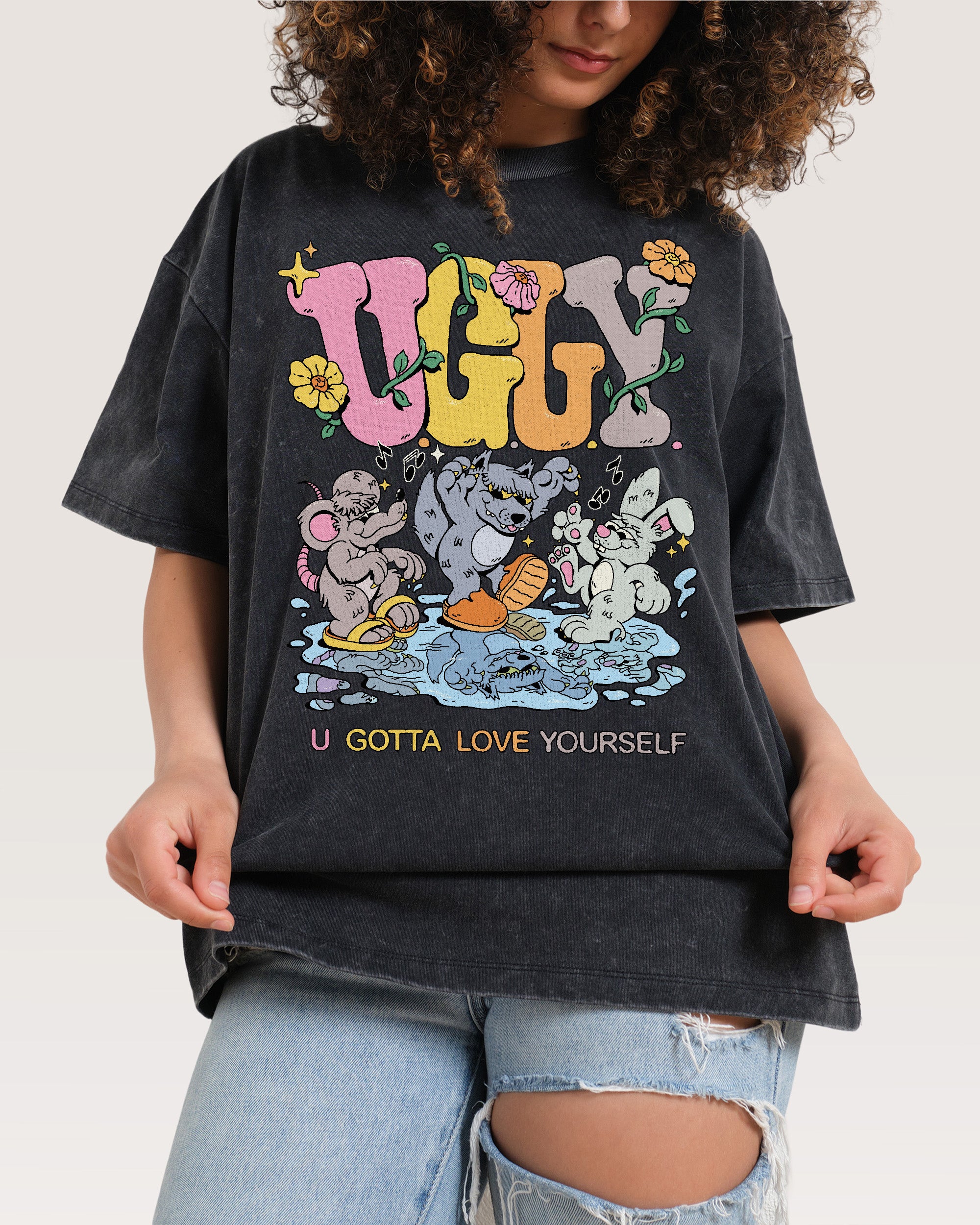 You Gotta Love Yourself Black Wash Tee