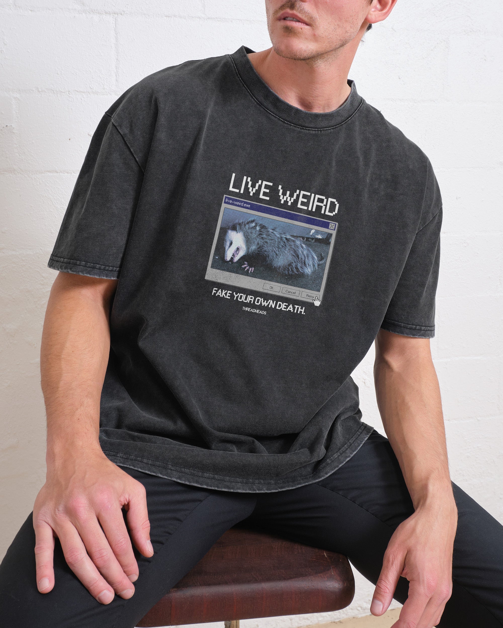 Live Weird, Fake Your Own Death Wash Tee Australia Online Black Stone