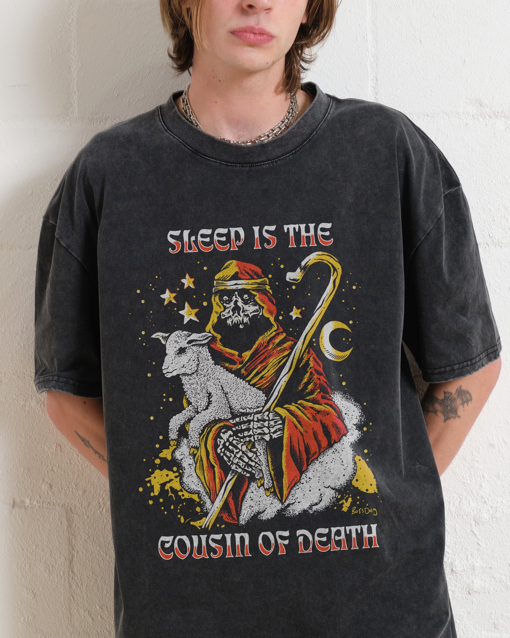 Sleep Is The Cousin Of Death Wash Tee Australia Online Black Stone