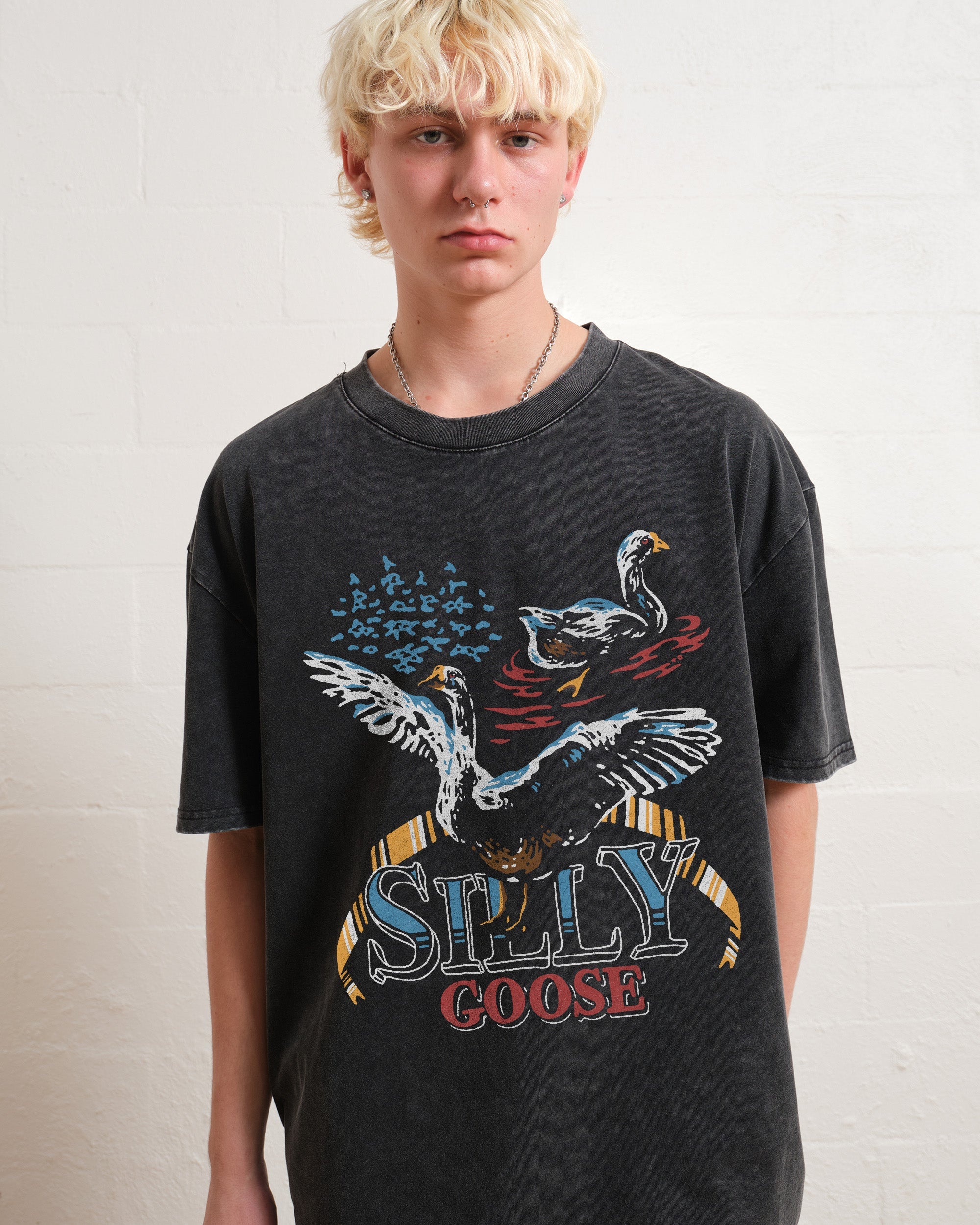 Silly Goose Wash Tee Australia Online Black Stone