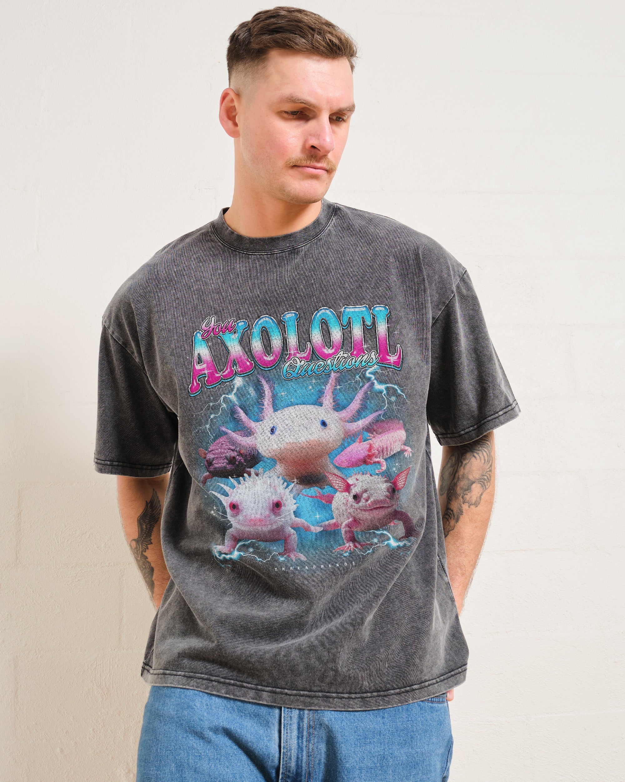 You Axolotl Questions Wash Tee Australia Online Black Stone