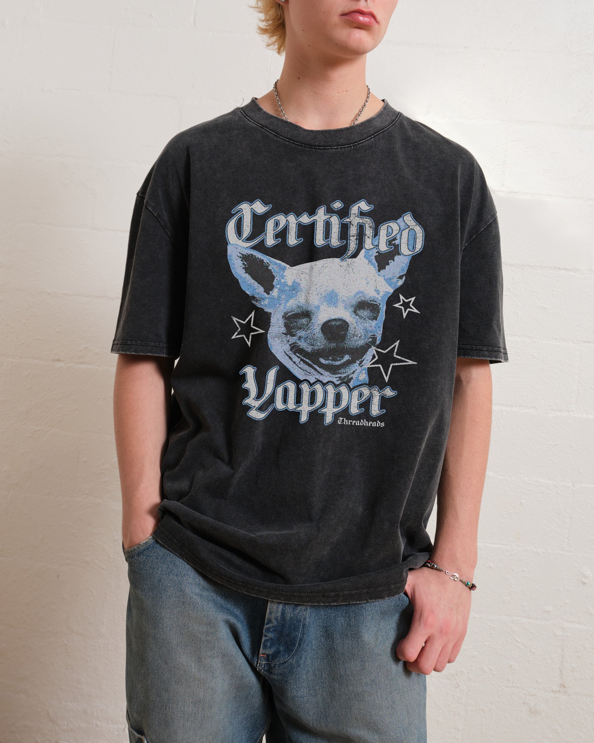 Certified Yapper Wash Tee Australia Online Black Stone