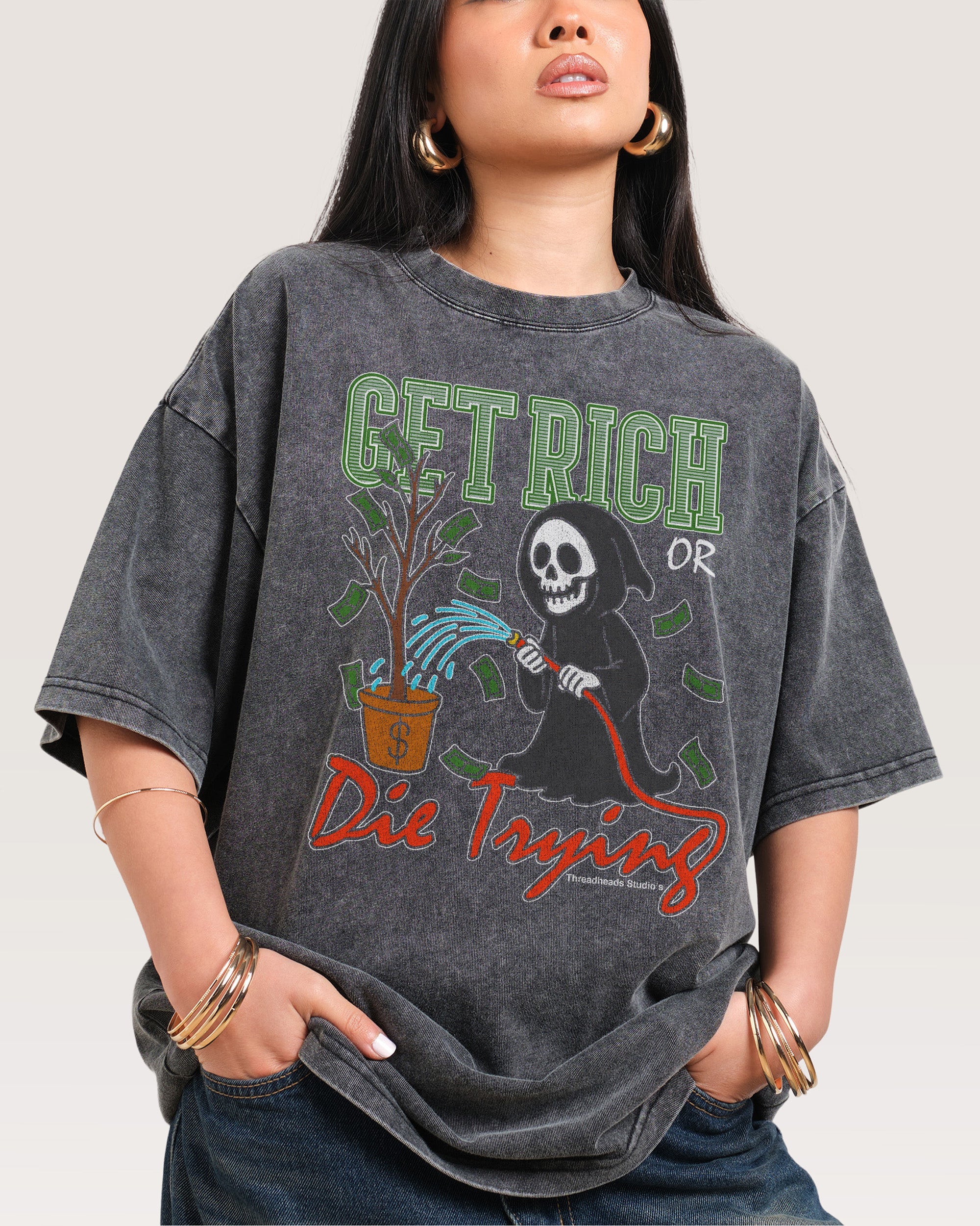 Get Rich or Die Trying Black Wash Tee