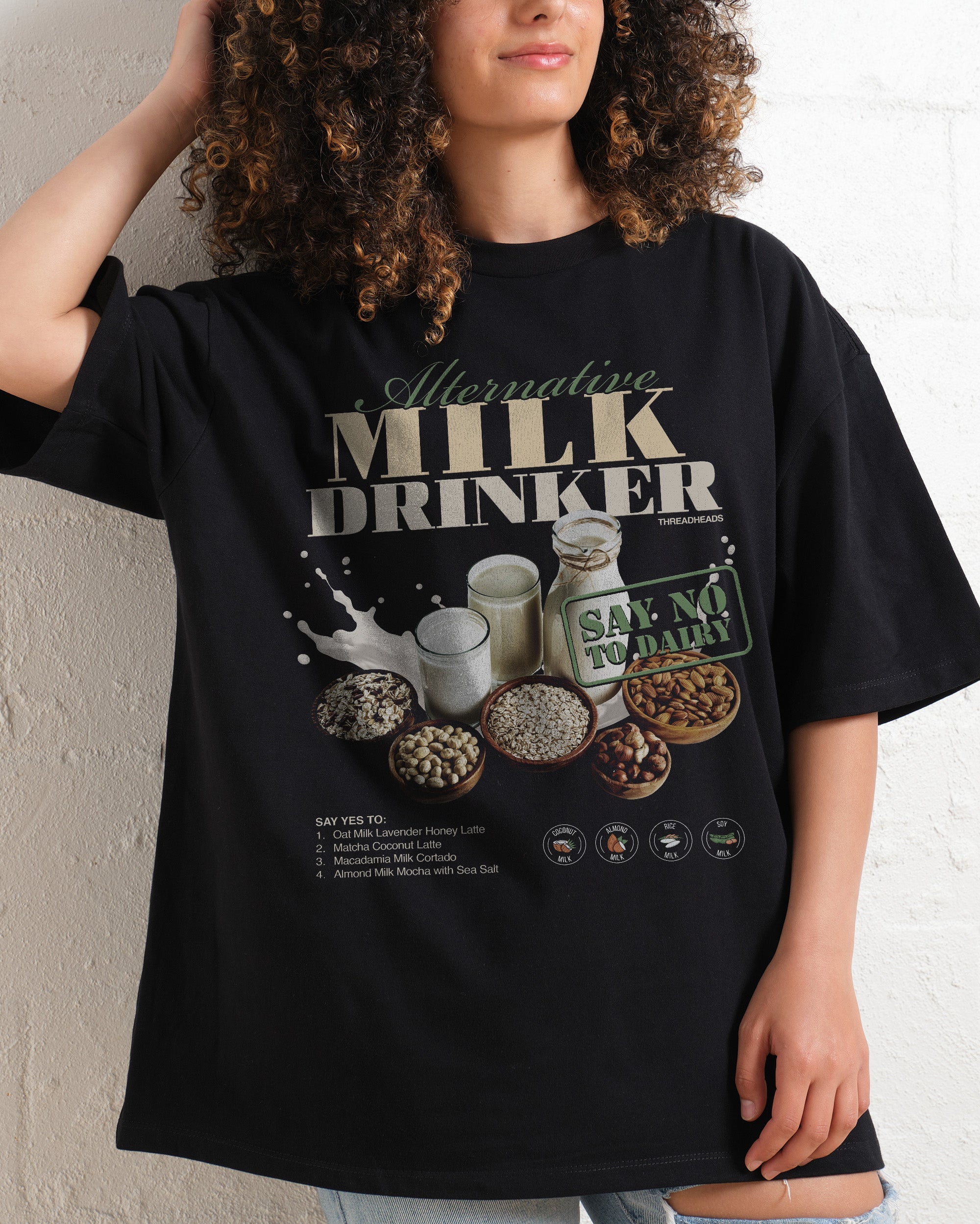 Alternative Milk Drinker Oversized Tee Australia Online Black