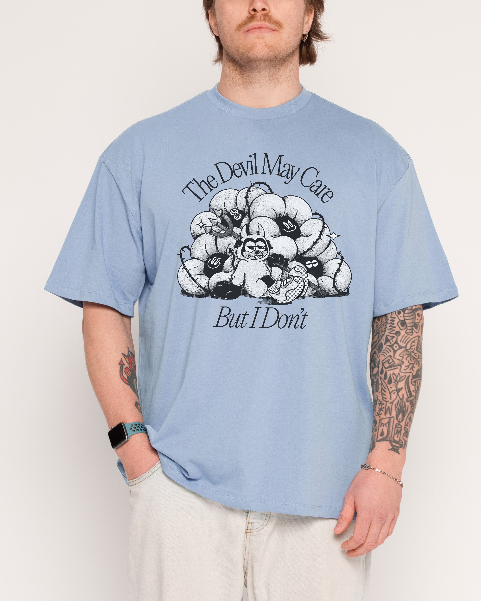 Devil May Care Blue Oversized Tee