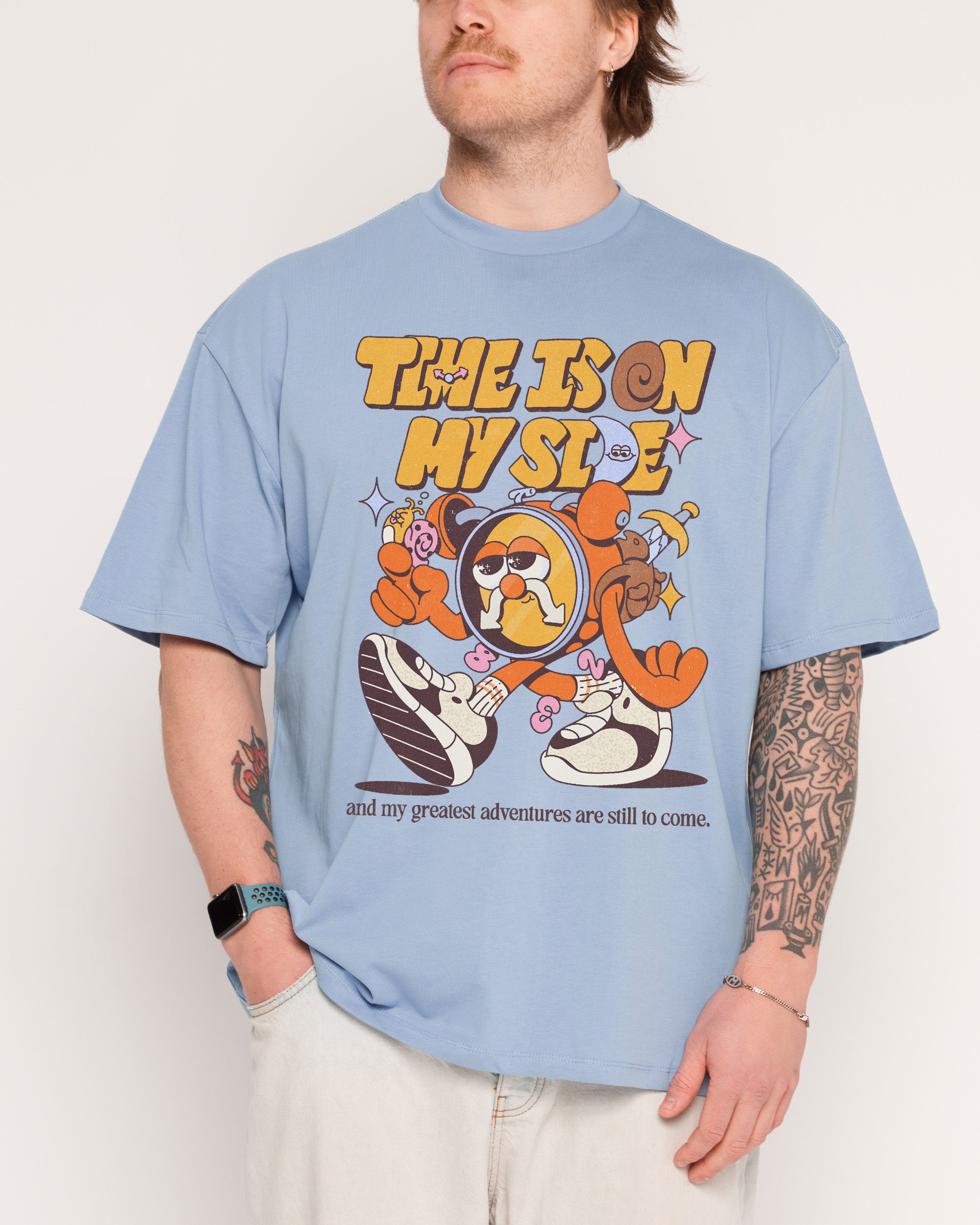 Time is on My Side Blue Oversized Tee