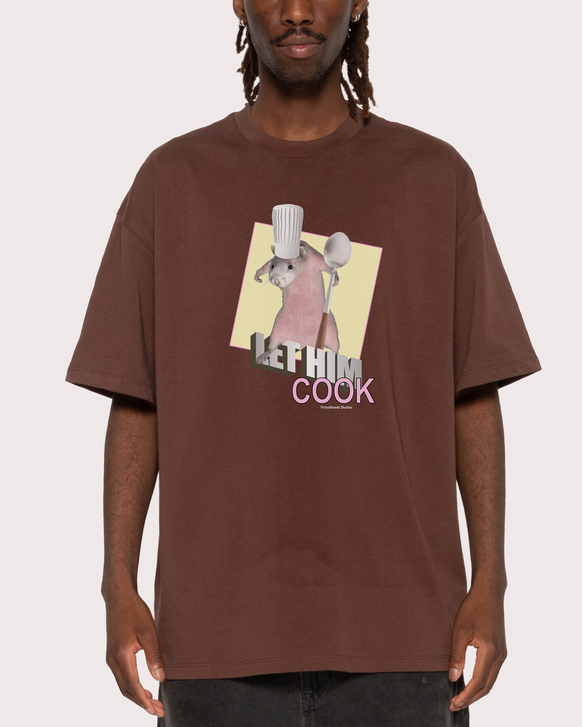 Let Him Cook Brown Oversized Tee