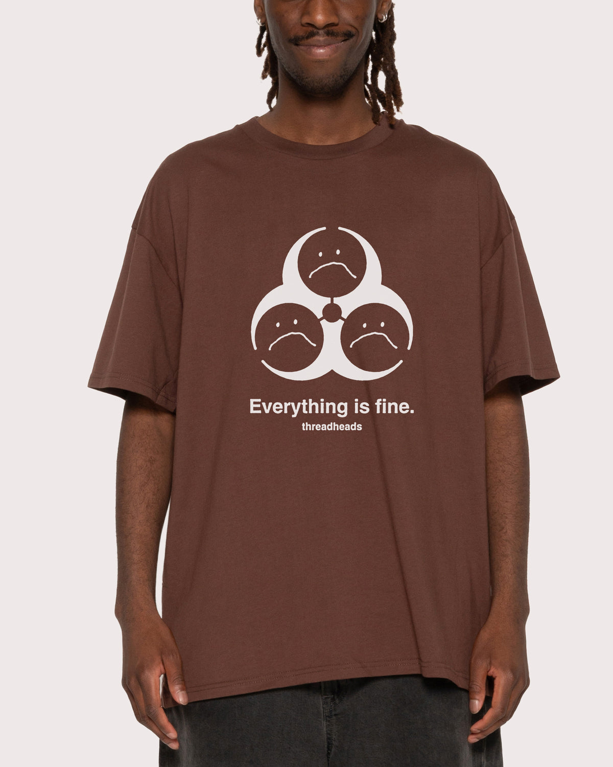Everything Is Fine Biohazard Brown T-Shirt