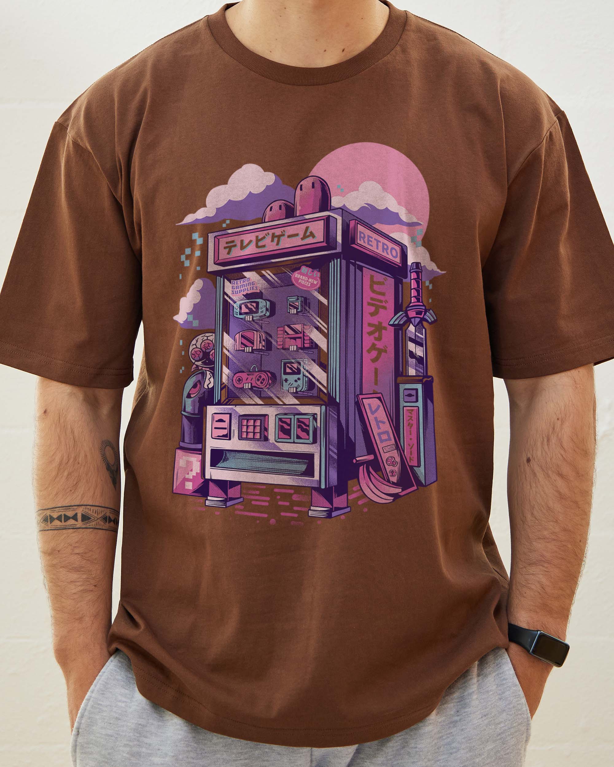 Retro Vending Machine T-Shirt Australia Online Brown