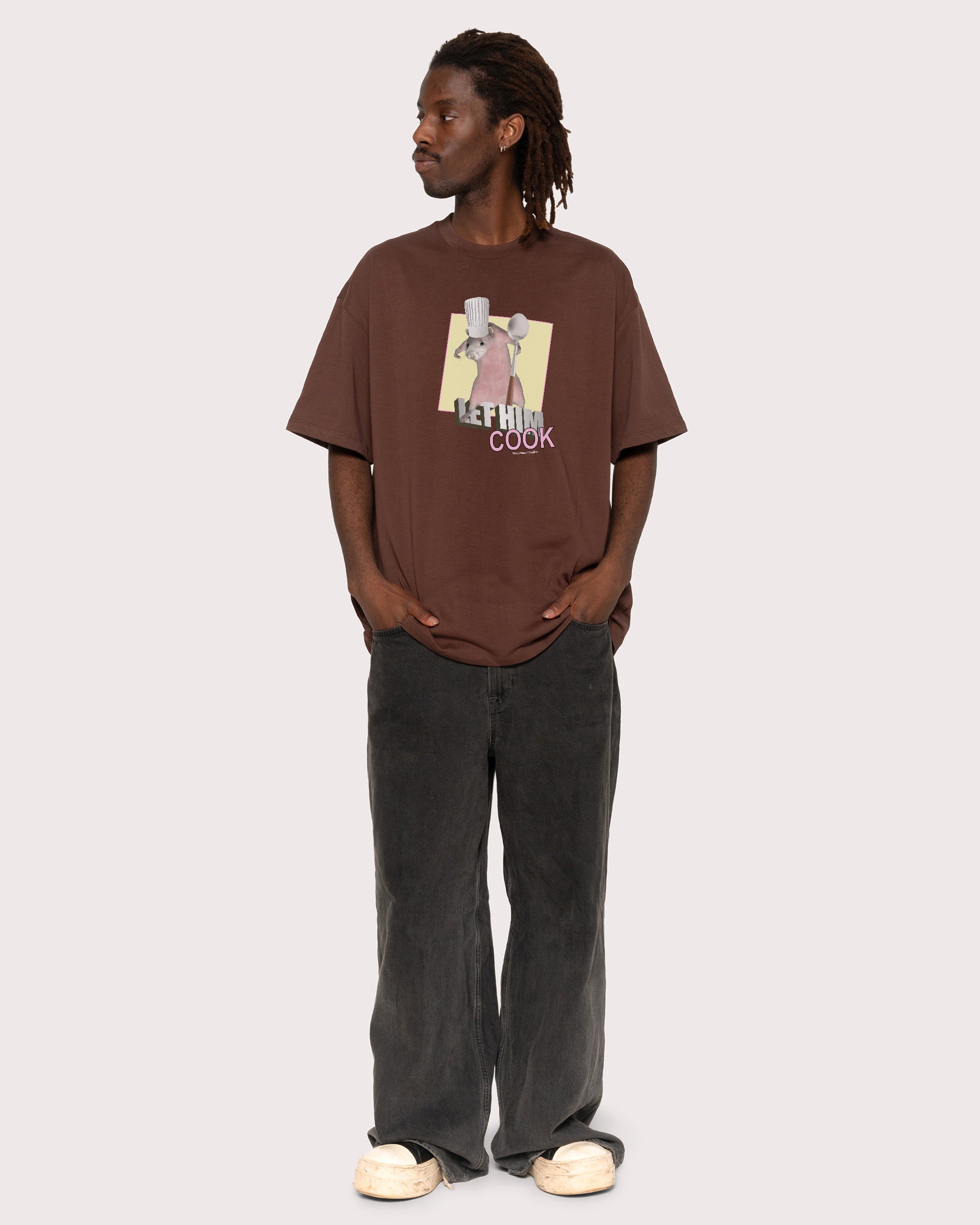 Let Him Cook Brown Oversized Tee