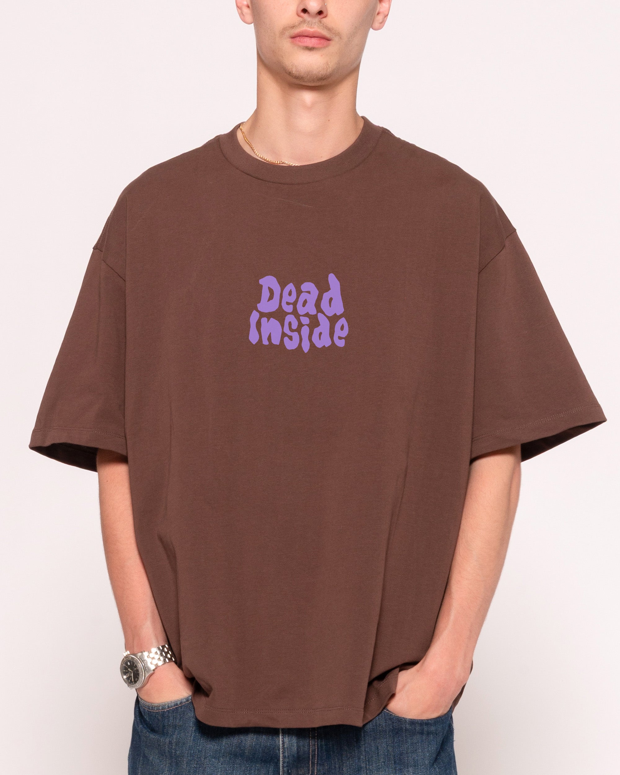 Dead Inside 26 Brown Oversized Tee
