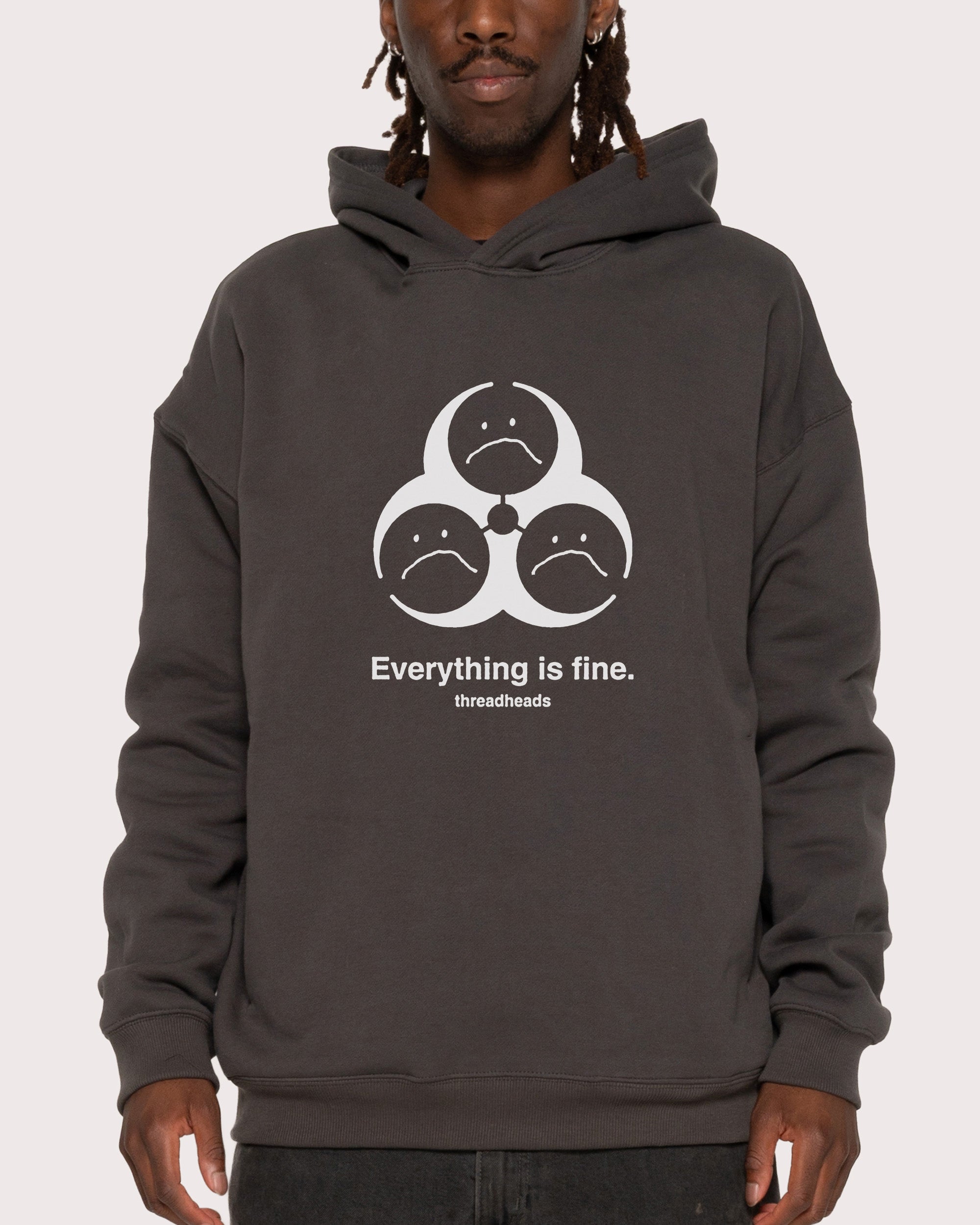 Everything Is Fine Biohazard Charcoal Hoodie