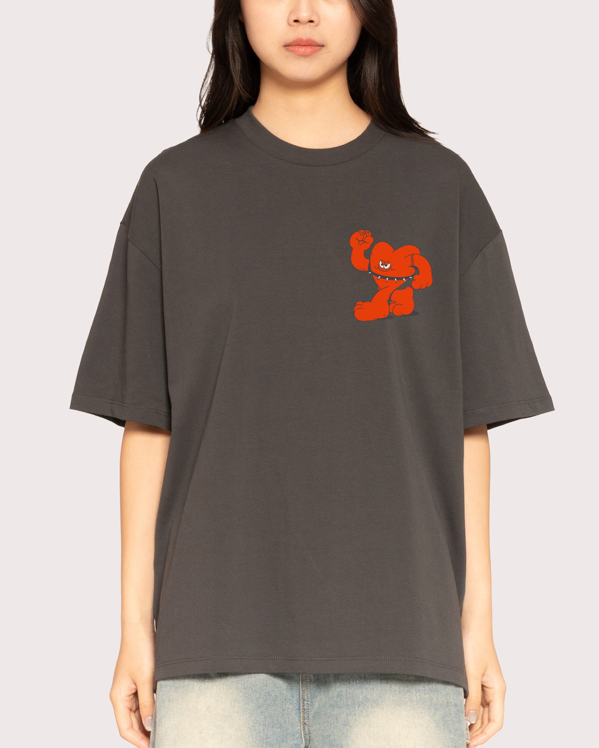 Hardcore Heartcore Charcoal Oversized Tee