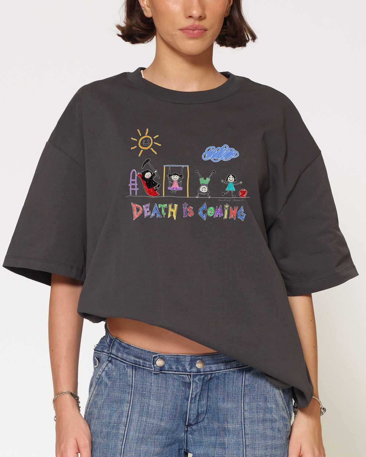 Death is Coming Charcoal Oversized Tee