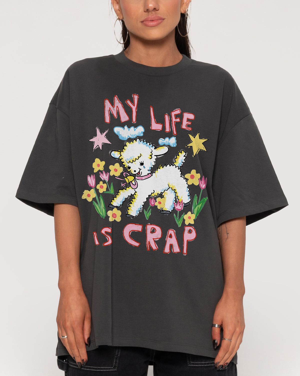 My Life is Crap Charcoal Oversized Tee