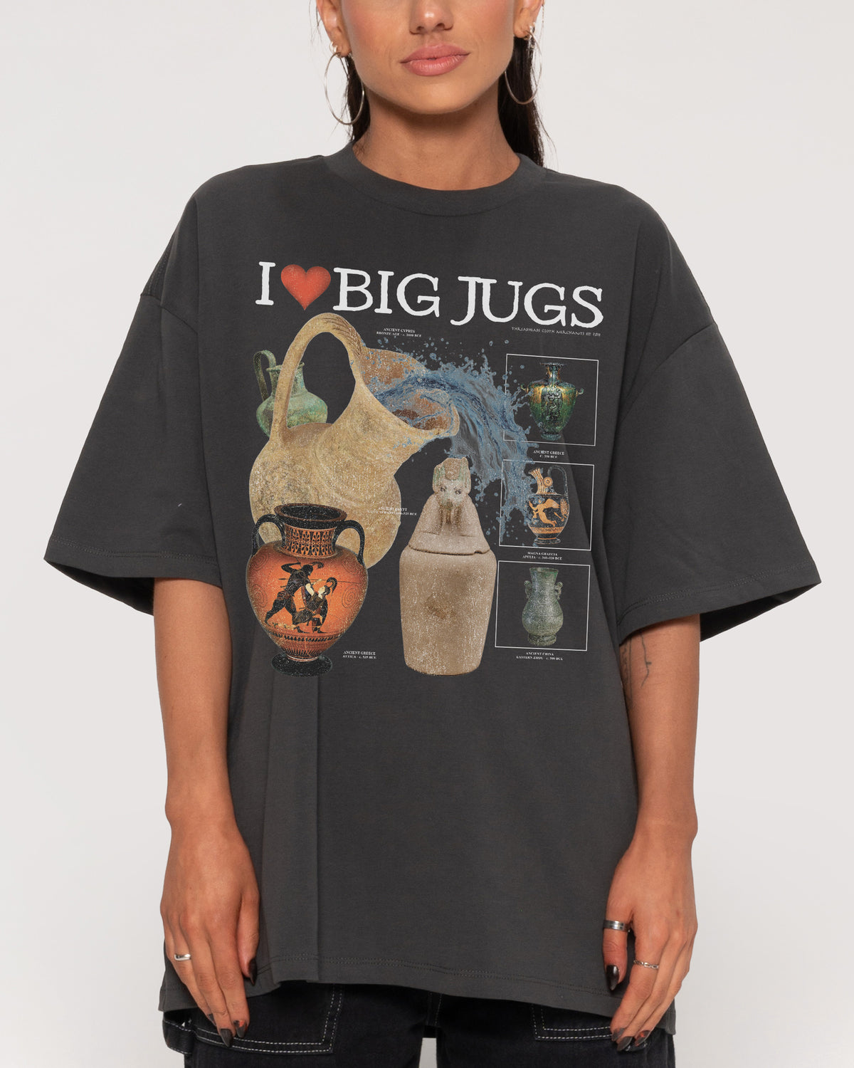 I Love Big Jugs Charcoal Oversized Tee