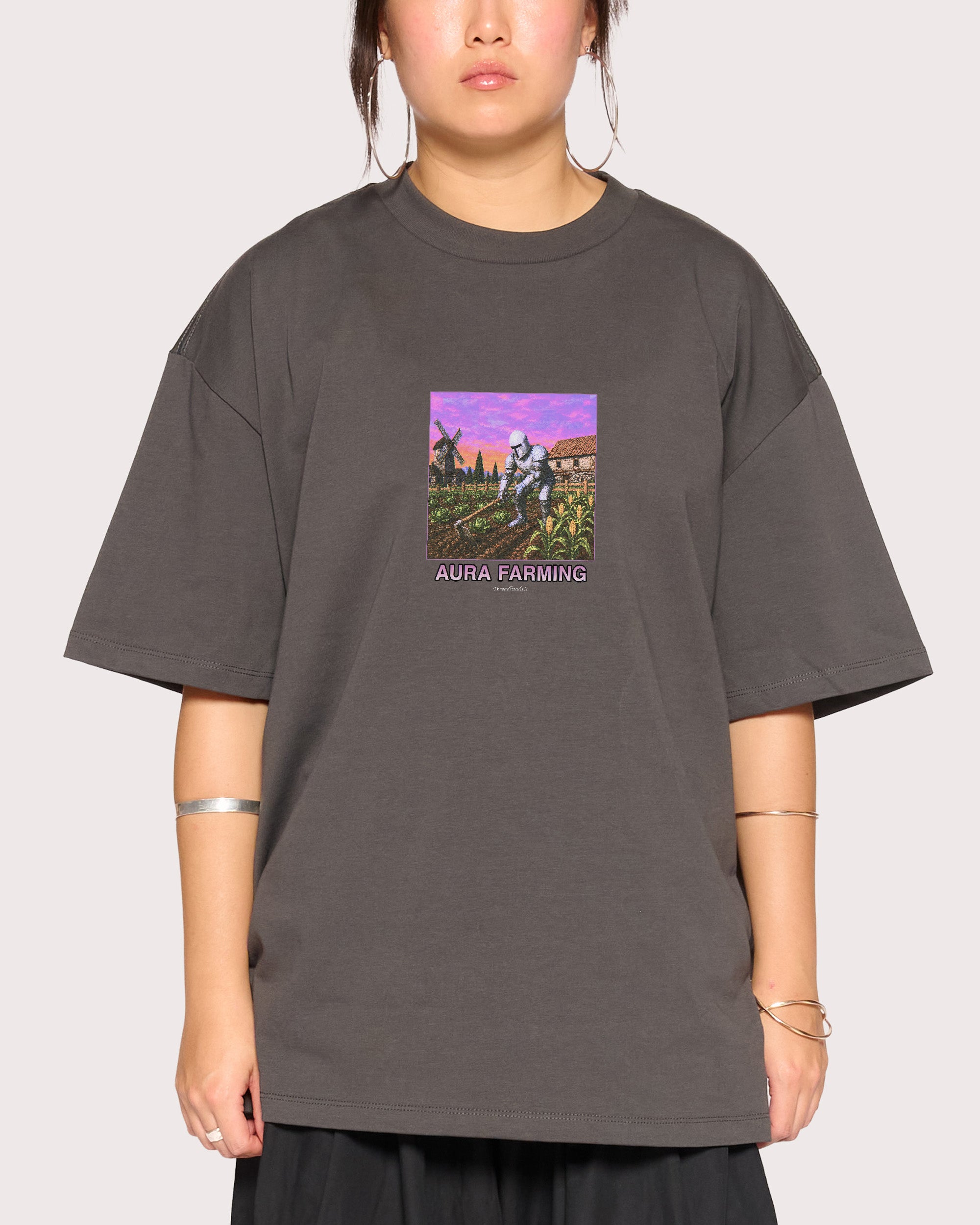 Aura Farming Charcoal Oversized Tee