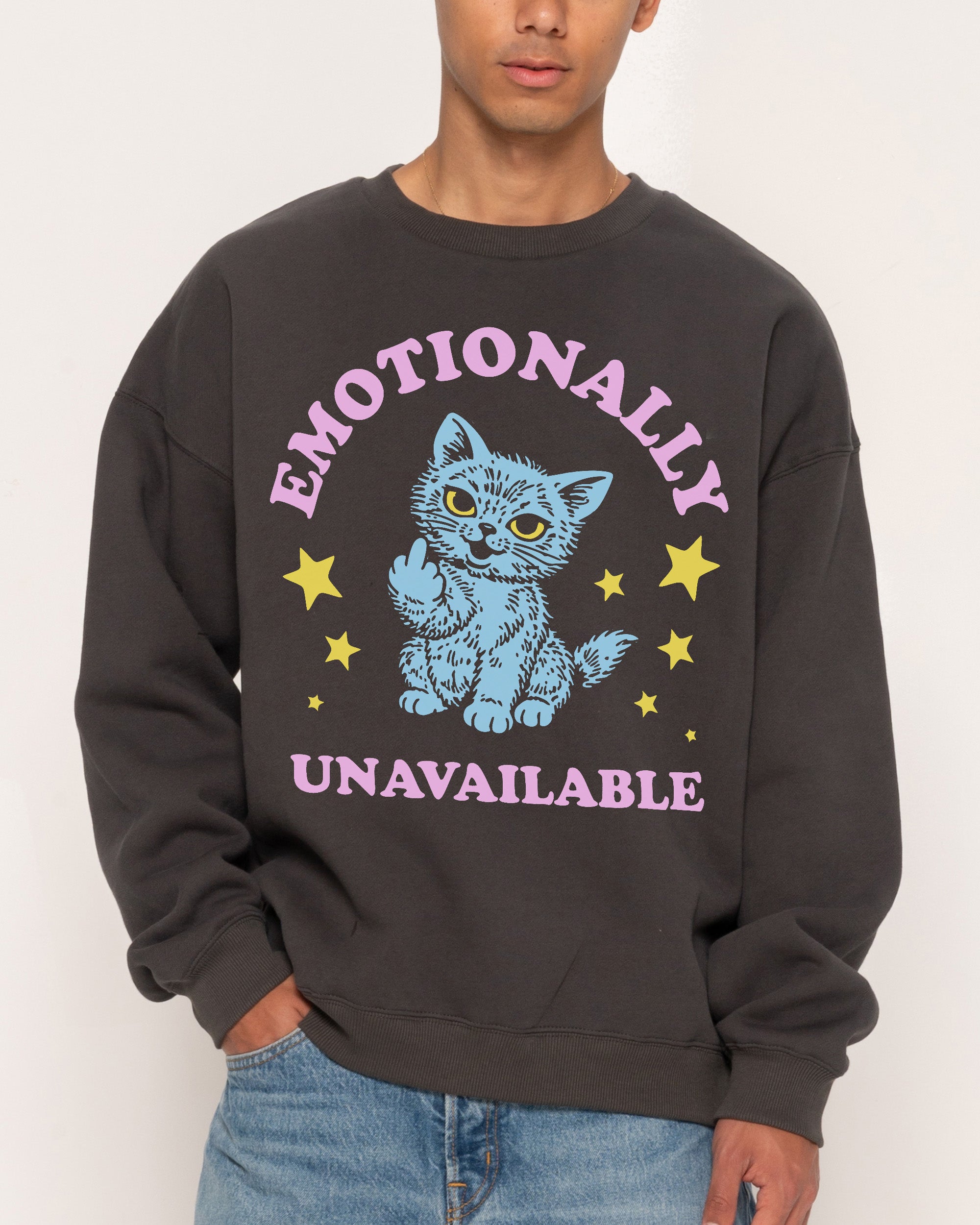 Emotionally Unavailable Cat Charcoal Sweatshirt