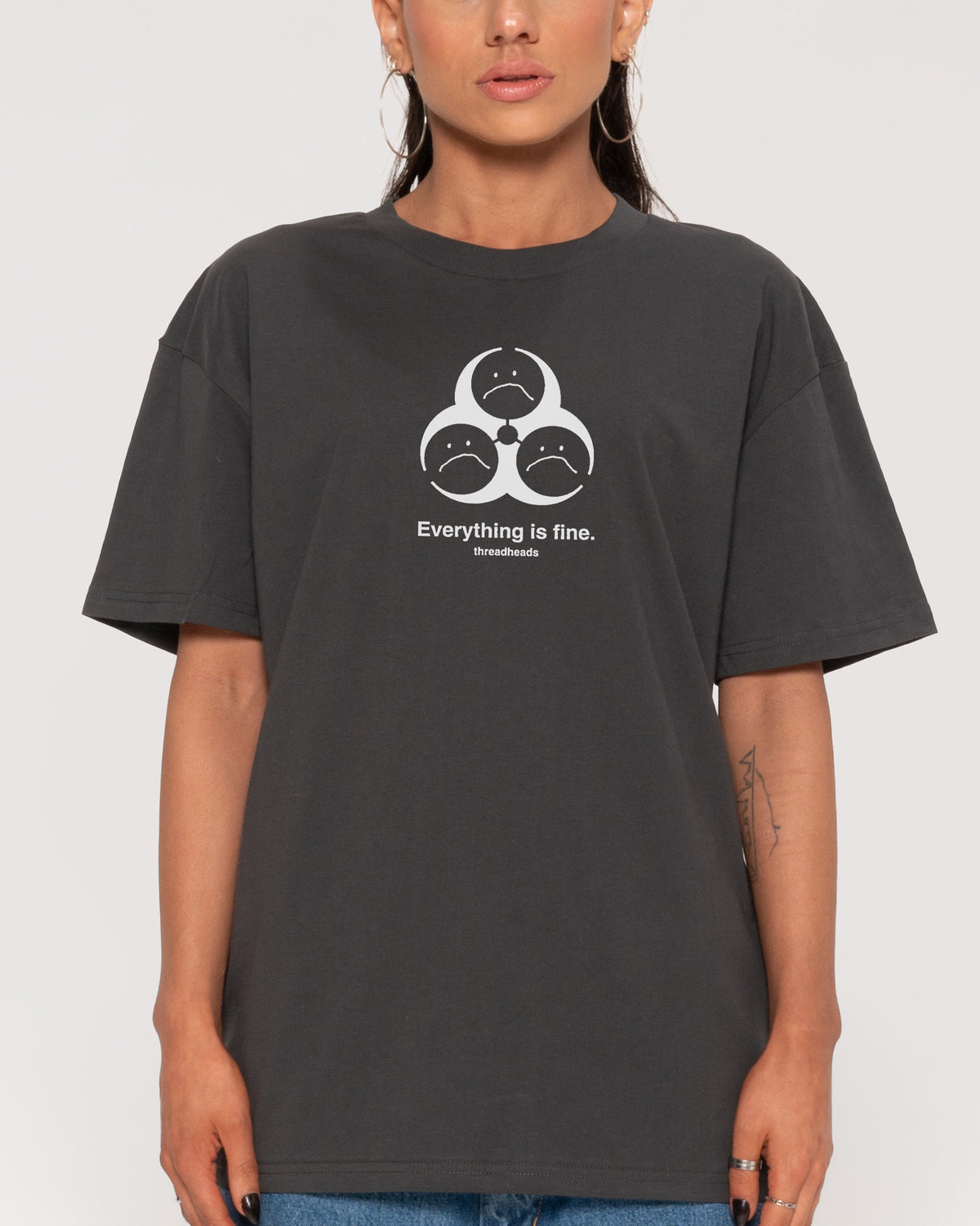 Everything Is Fine Biohazard T-Shirt - Charcoal